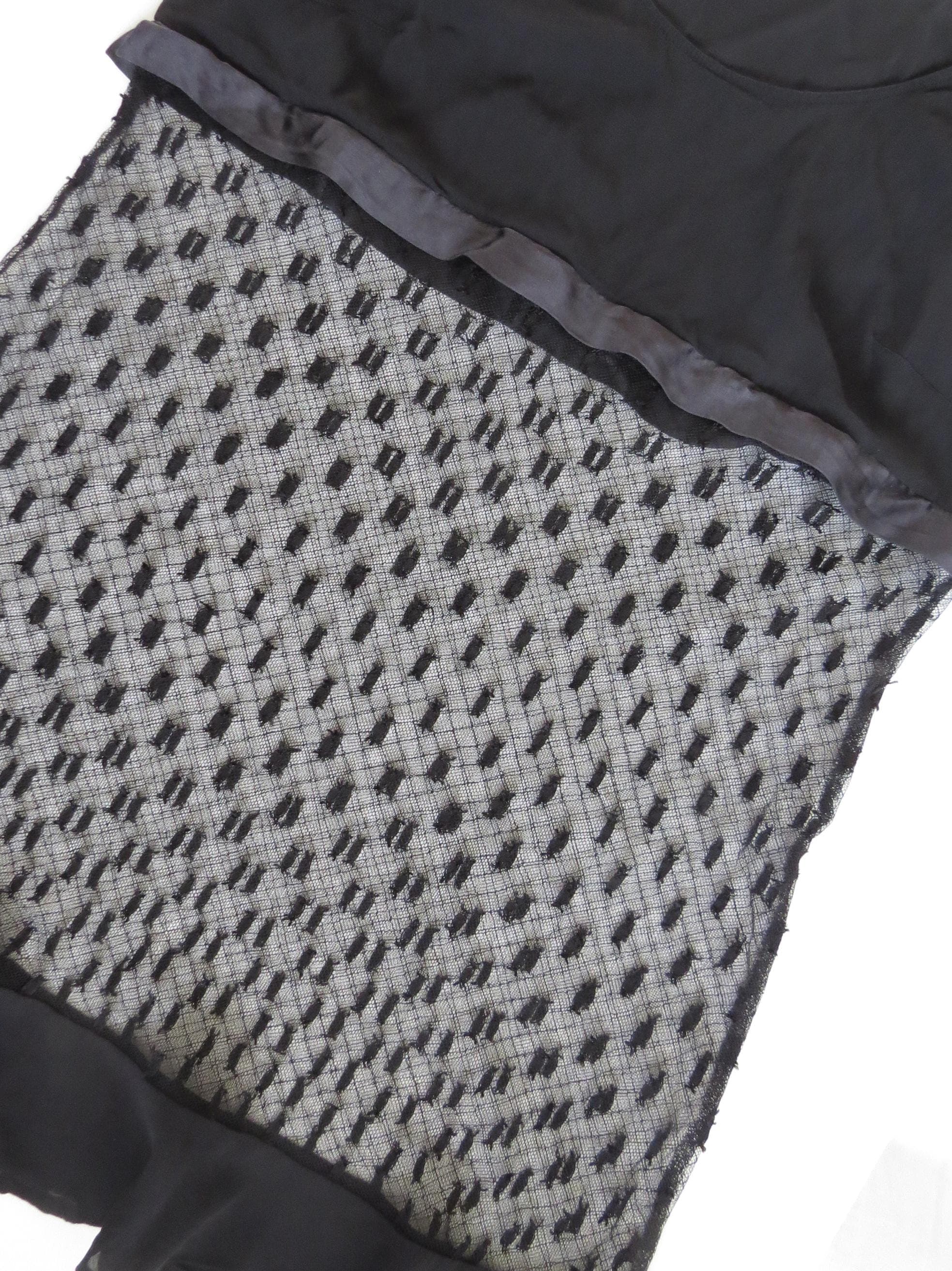 Vintage La Perla Silk & Tulle Polka Dot Black Chemise Italy - Thumbnail 3