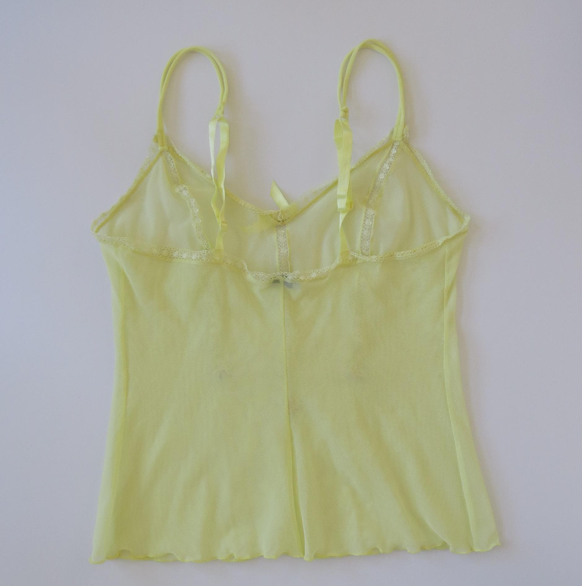Vintage Pale Yellow Intimissimi Mesh Camsiole w/ Flower Details - Thumbnail 10