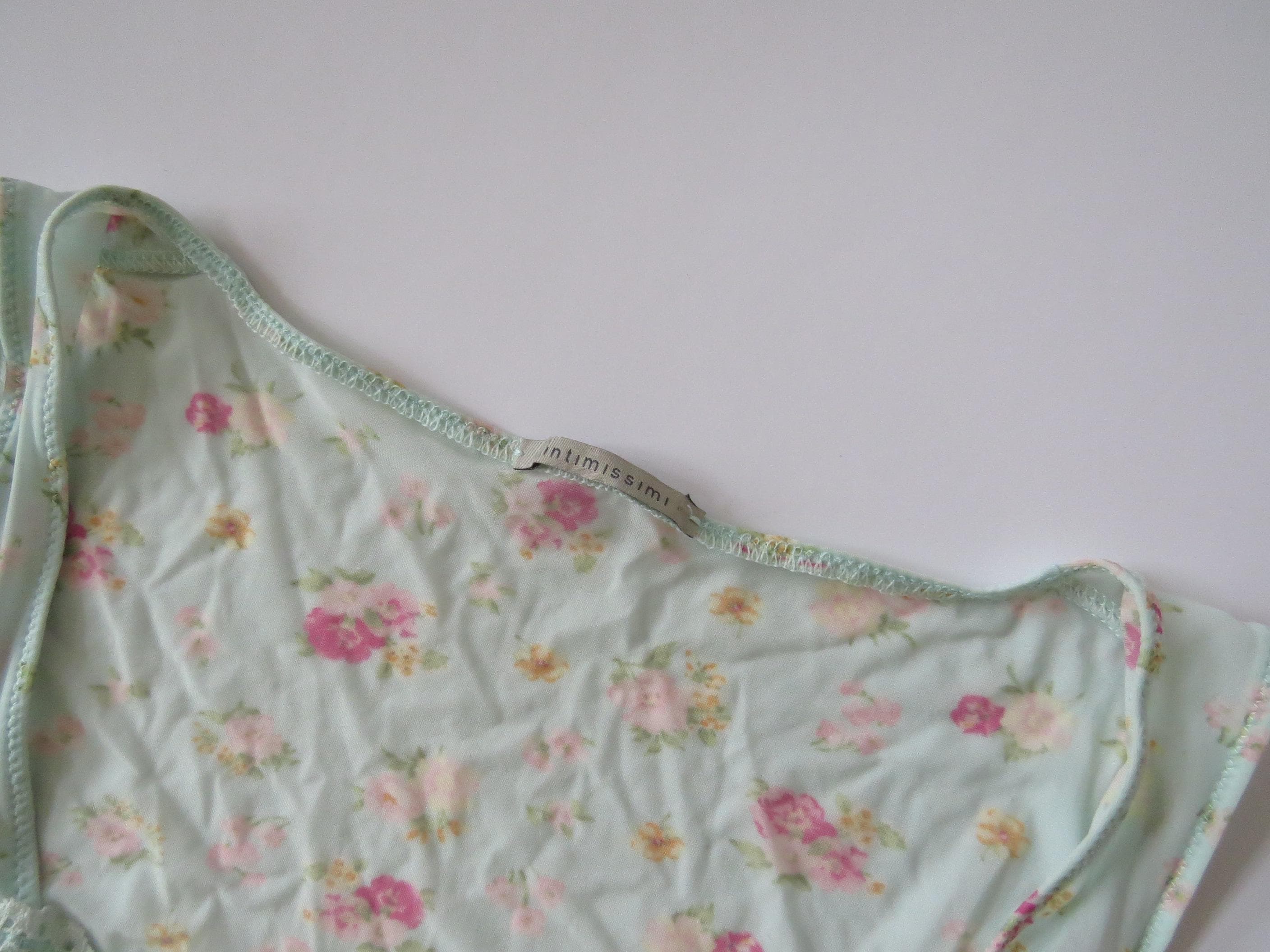 Vintage Italian Intimissimi Fiori di Campo Wildflower Mint/Pink Rosebud Camisole - Thumbnail 4
