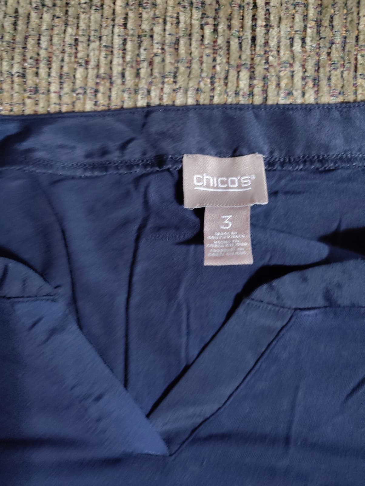 Chicos Navy Blue Short Sleeve Blouse - Women Chicos size 3 - Thumbnail 4