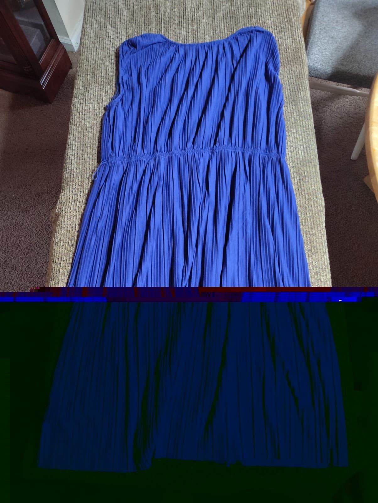 George Blue Permanent Pleated Blouson Fit and Flare Dress XL 16 18 (No Belt) - Thumbnail 6
