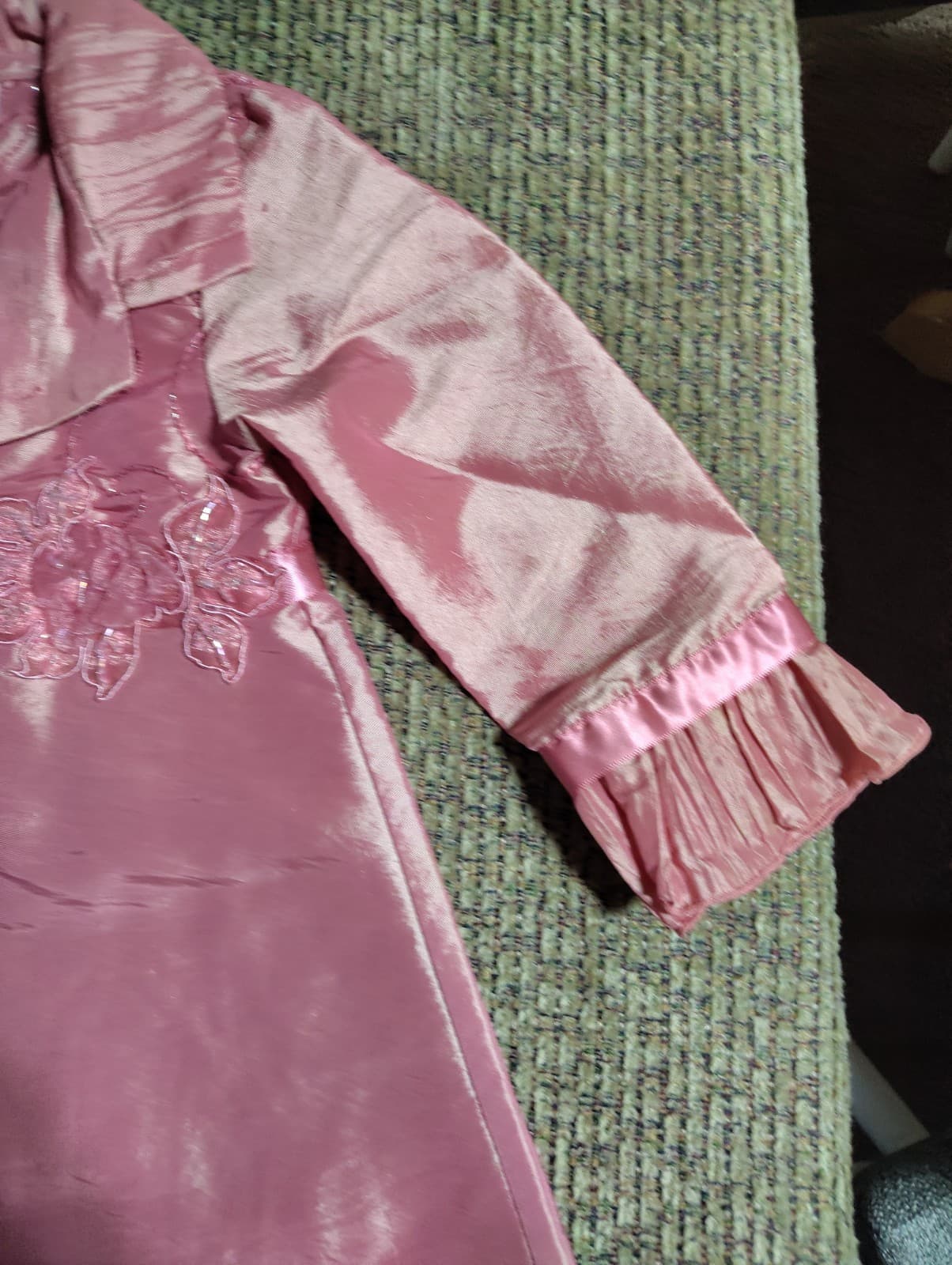NWT Bonnie Jean Girls 2T Pink Jacquard Bow Organza Special Occasion Dress - Thumbnail 3