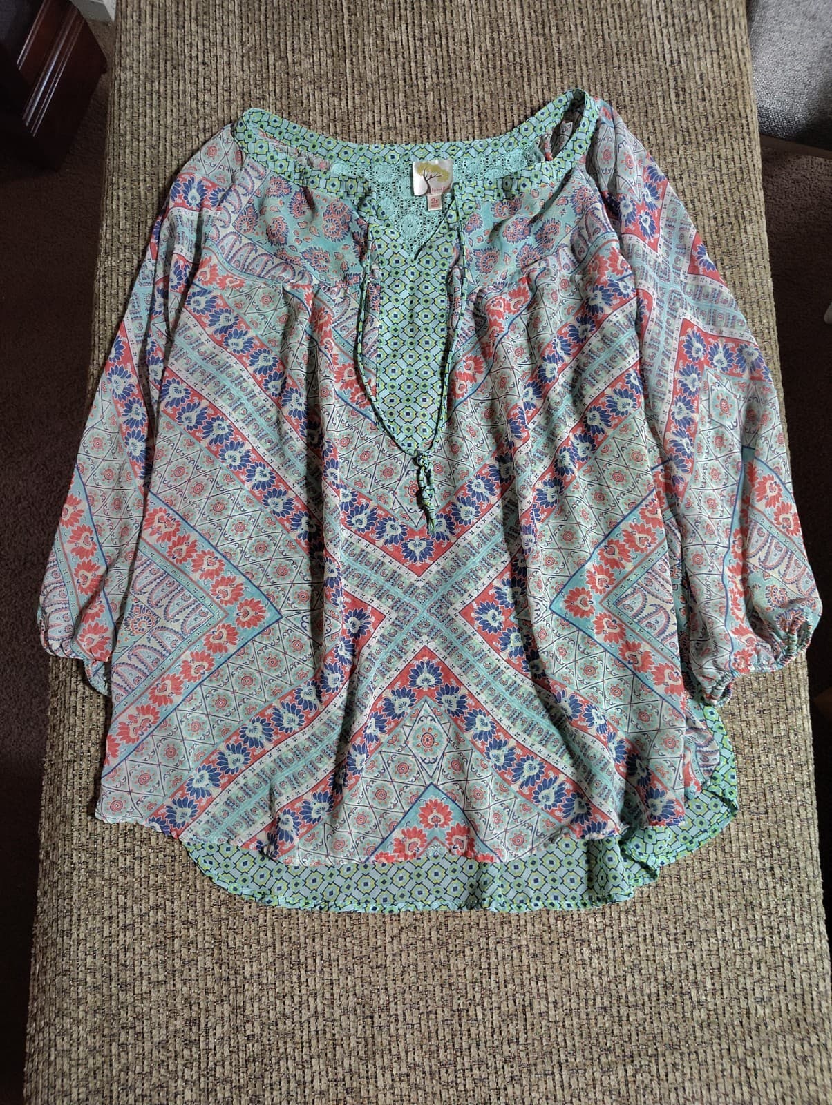 Fig & Flower Anthropologie Blouse 2X Peasant Boho