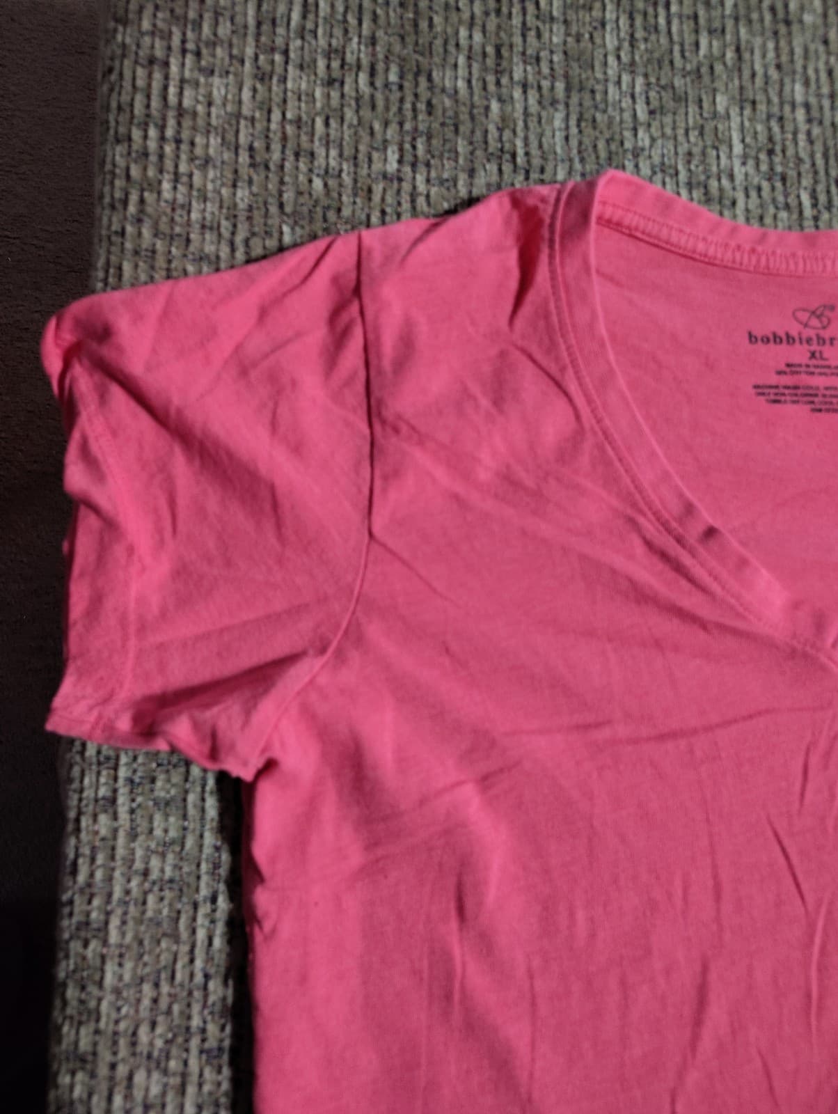 Bobbie Brooks Shirt Womens Large XL Short Sleeve V Neck Pink T-shirt Top - Thumbnail 2