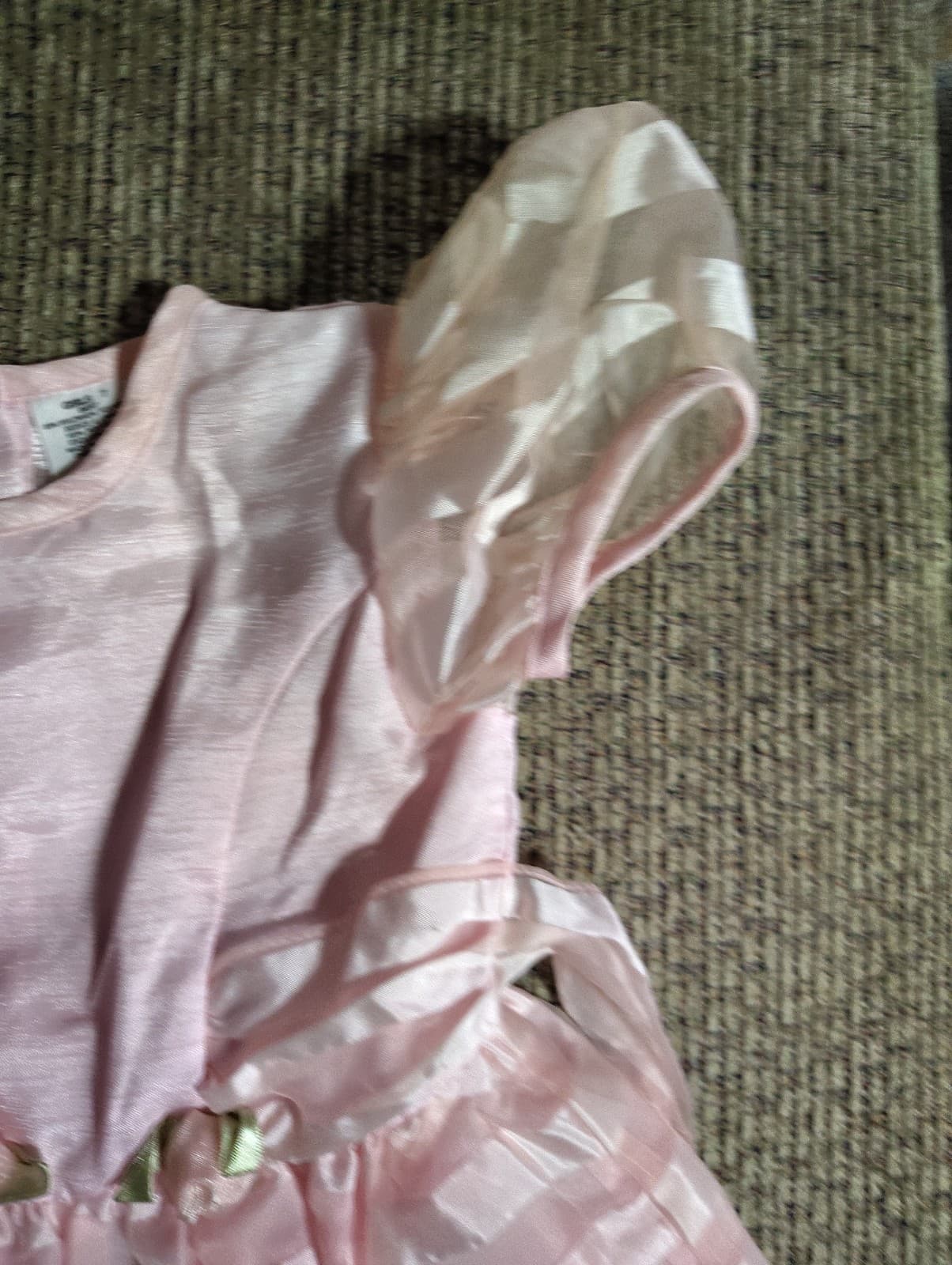 Rose Cottage Girls size 7 special occasion dress, pink satin, flower overlay - Thumbnail 4