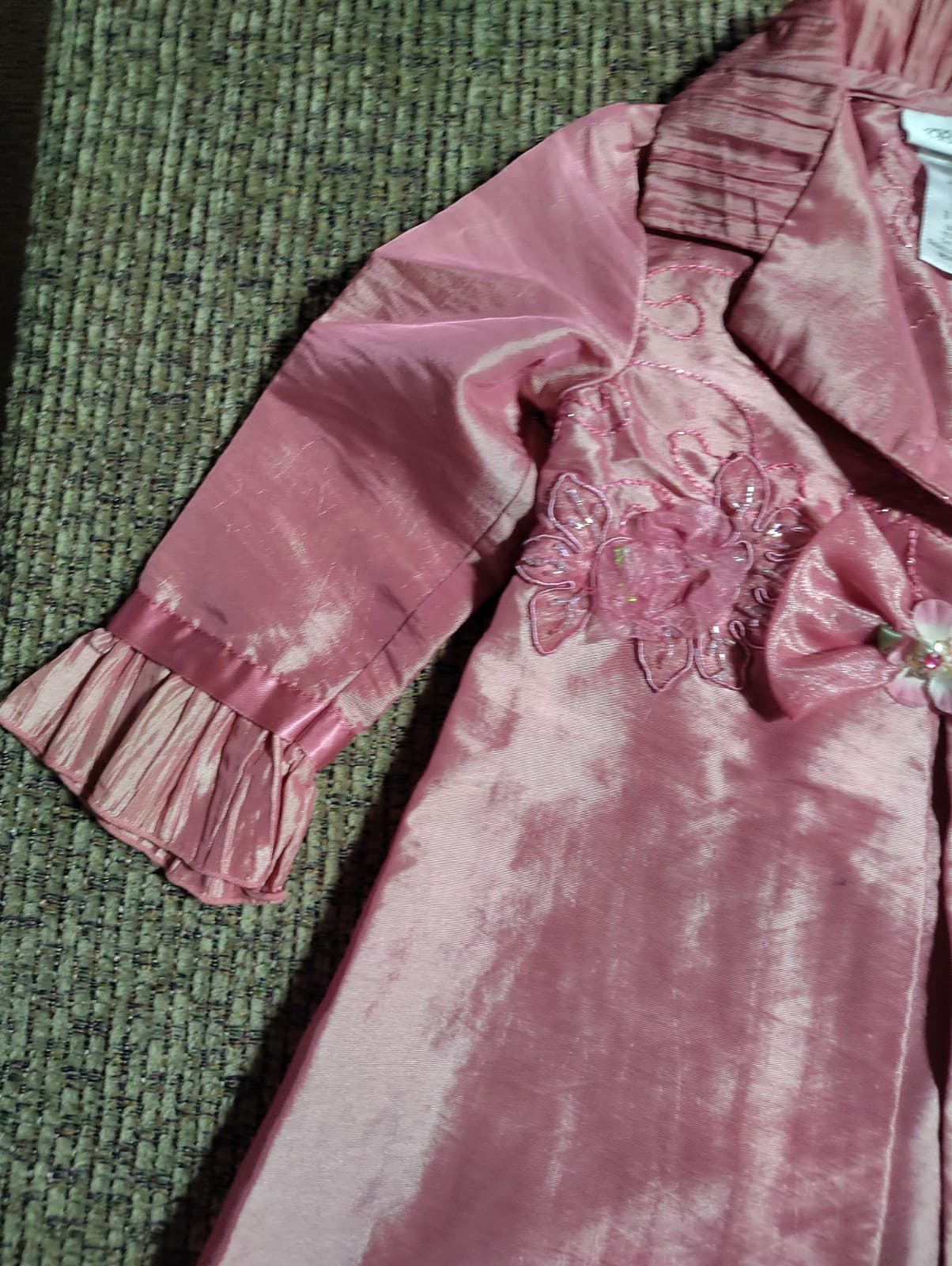 NWT Bonnie Jean Girls 2T Pink Jacquard Bow Organza Special Occasion Dress - Thumbnail 2