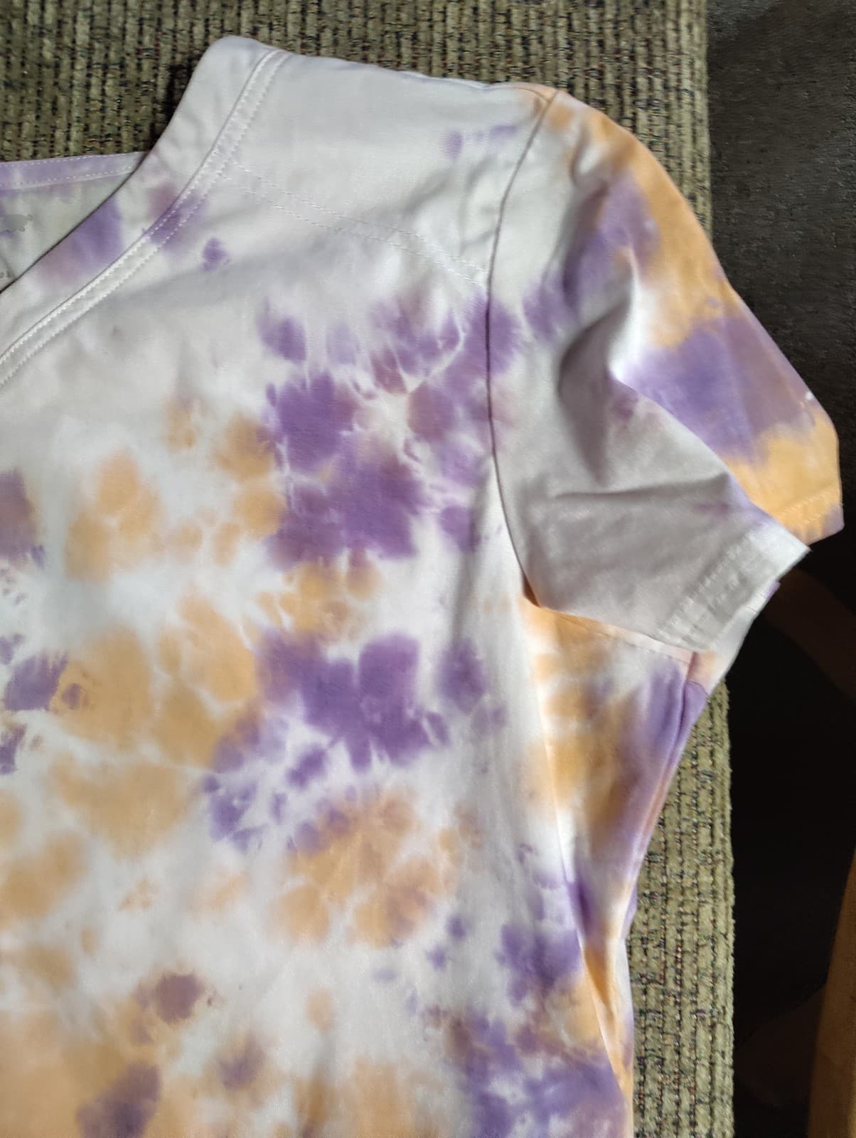 Scrubstar Time for Tie Dye Orange/Purple V-Neck Print Scrub Top - Thumbnail 3