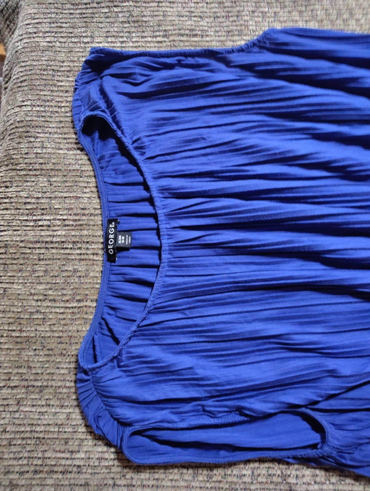 George Blue Permanent Pleated Blouson Fit and Flare Dress XL 16 18 (No Belt) - Thumbnail 5