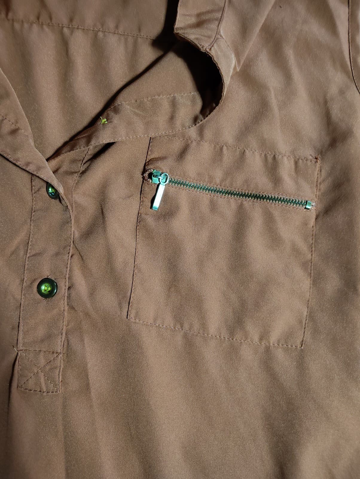 Mileage Brown V-Neck Safari Sleeveless Pockets Top Sz XL - Thumbnail 3