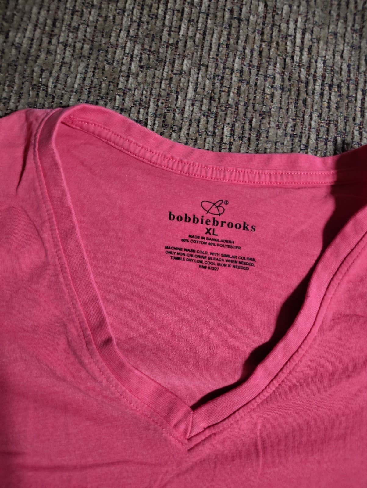 Bobbie Brooks Shirt Womens Large XL Short Sleeve V Neck Pink T-shirt Top - Thumbnail 4