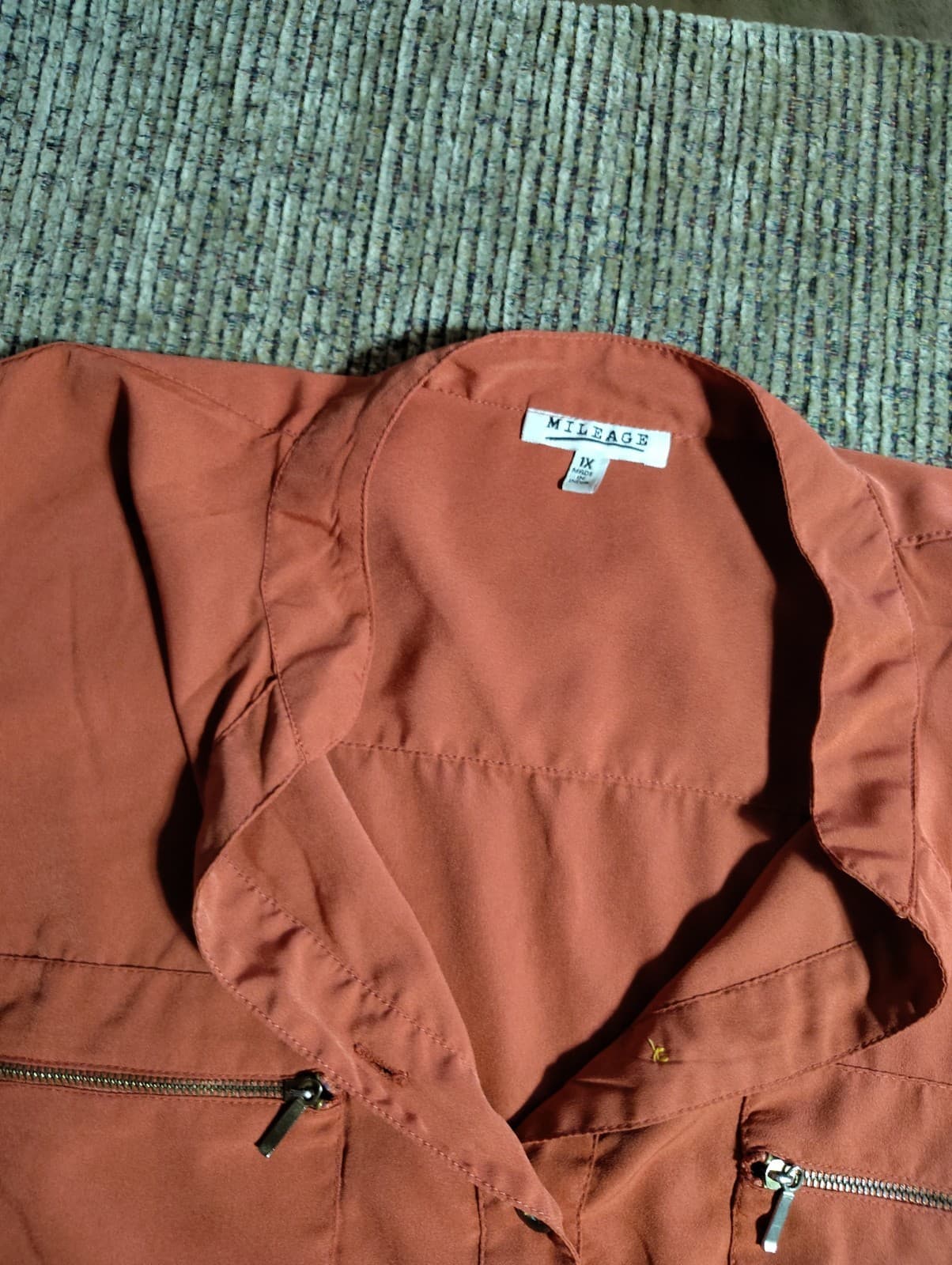 Mileage Brown V-Neck Safari Sleeveless Pockets Top Sz XL - Thumbnail 4