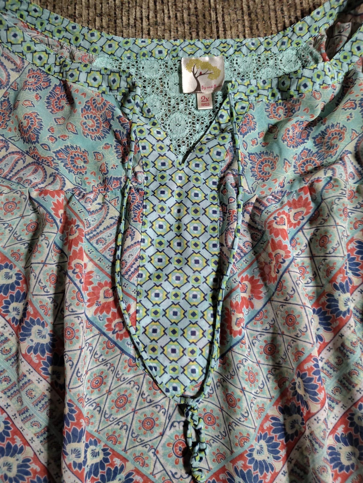 Fig & Flower Anthropologie Blouse 2X Peasant Boho - Thumbnail 4