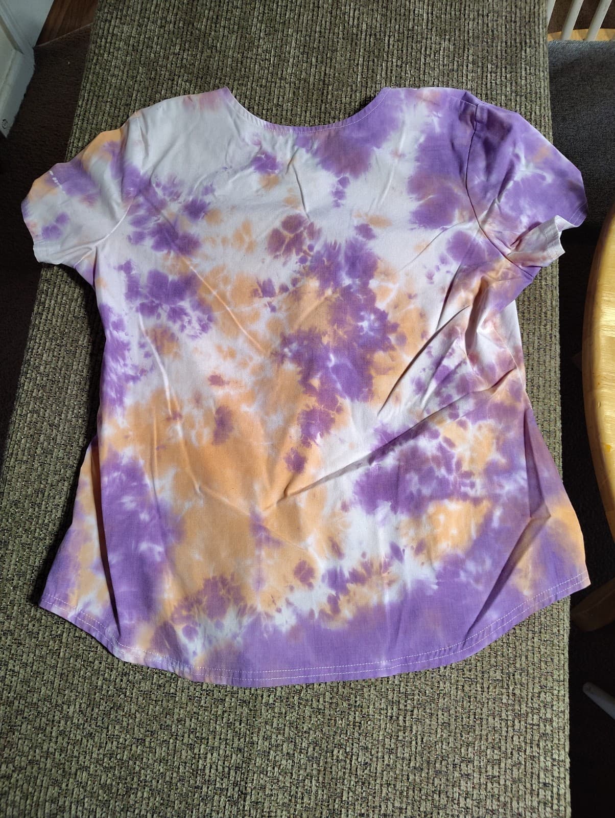Scrubstar Time for Tie Dye Orange/Purple V-Neck Print Scrub Top - Thumbnail 5