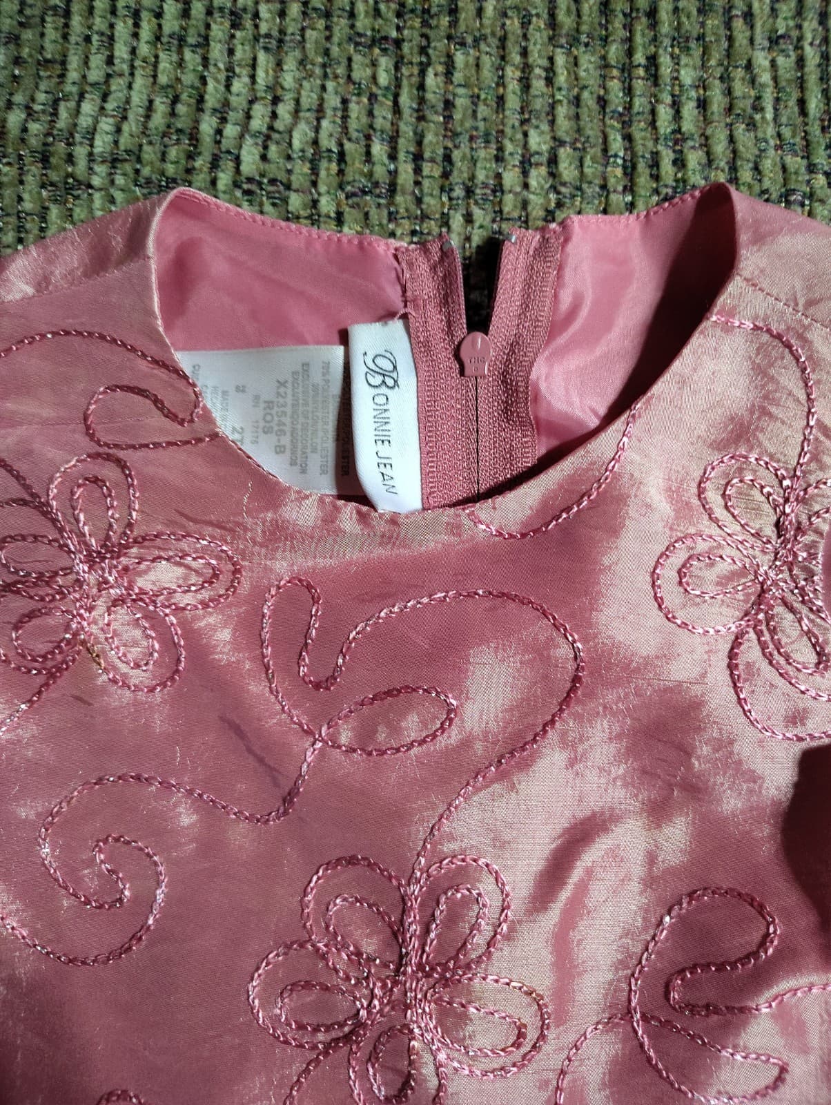 NWT Bonnie Jean Girls 2T Pink Jacquard Bow Organza Special Occasion Dress - Thumbnail 2