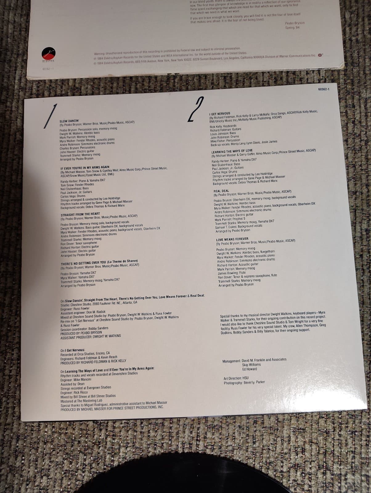 PEABO BRYSON STRAIGHT FROM THE HEART LP VINYL RECORD - Thumbnail 6