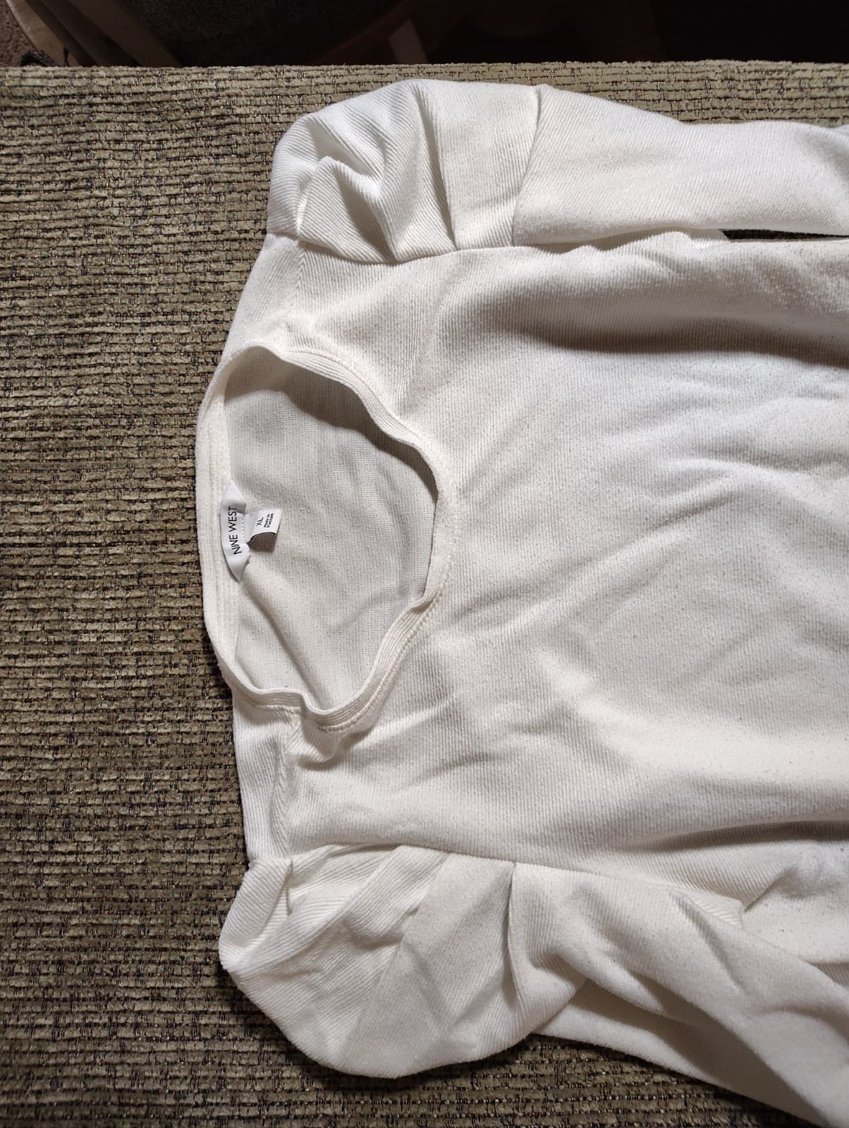 Nine West white long -sleeved top with puff sleeves XL - Thumbnail 5