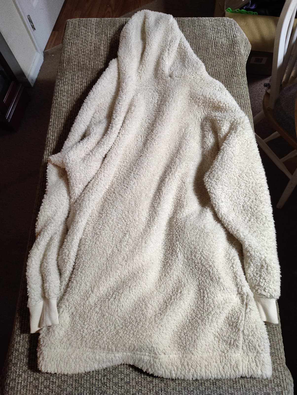 Dictionary Sherpa Hooded Cardigan Jacket Women’s Large Cream Teddy Fleece Cozy - Thumbnail 11
