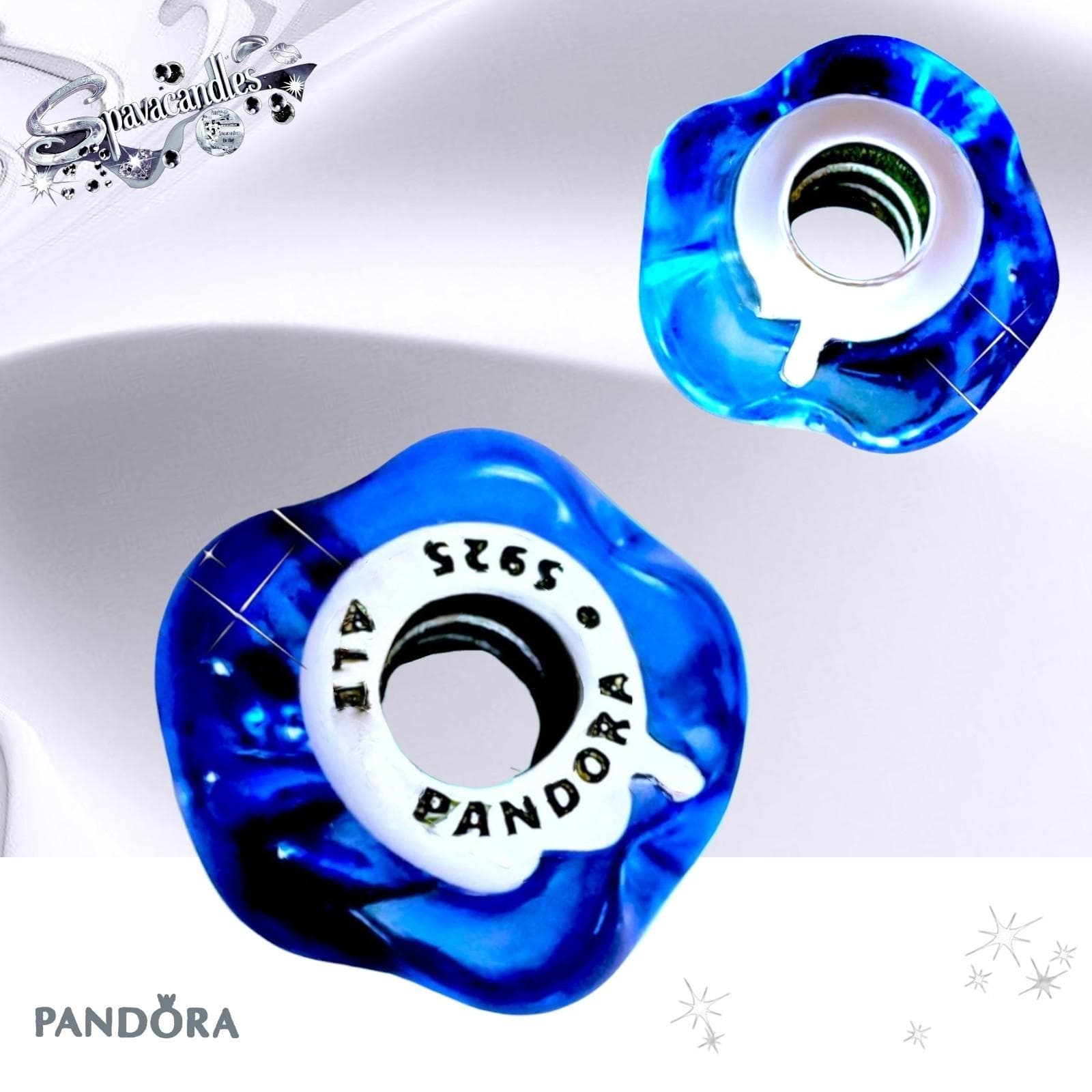 Pandora charm is a very rare find, featuring a wavy blue Murano glass - Thumbnail 2