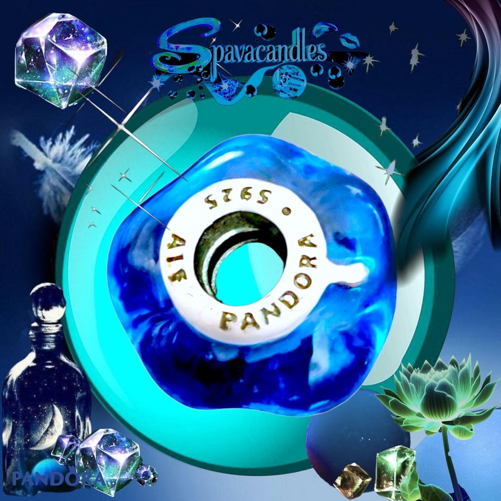 Pandora charm is a very rare find, featuring a wavy blue Murano glass - Thumbnail 10