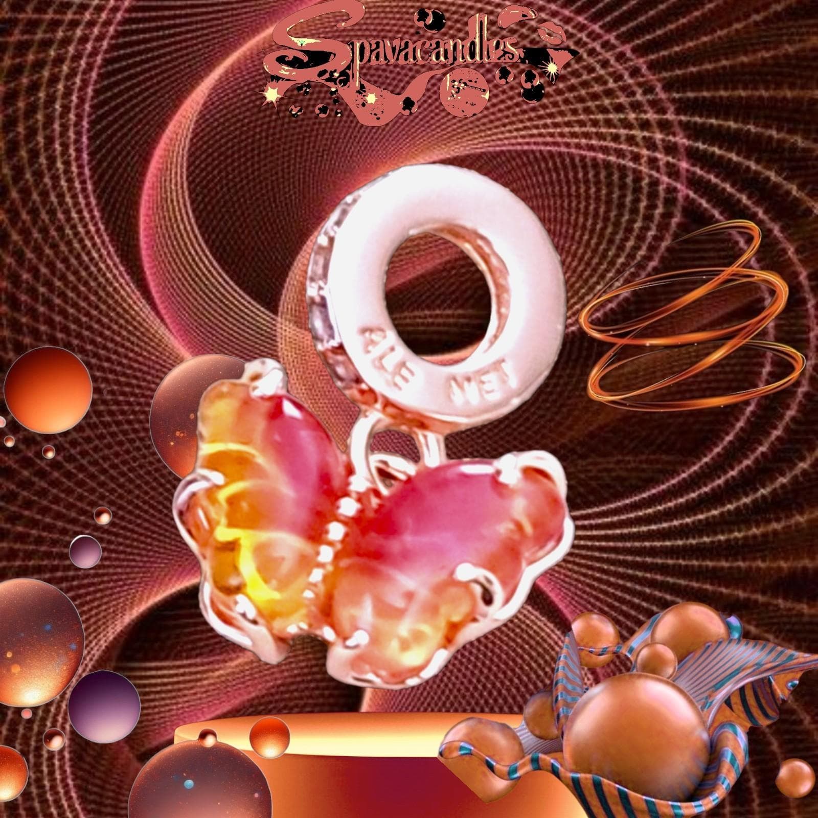 PANDORA Pink & Yellow Murano Glass Butterfly Charm features a slide closure and is made of 14k Rose Gold plated - Thumbnail 6
