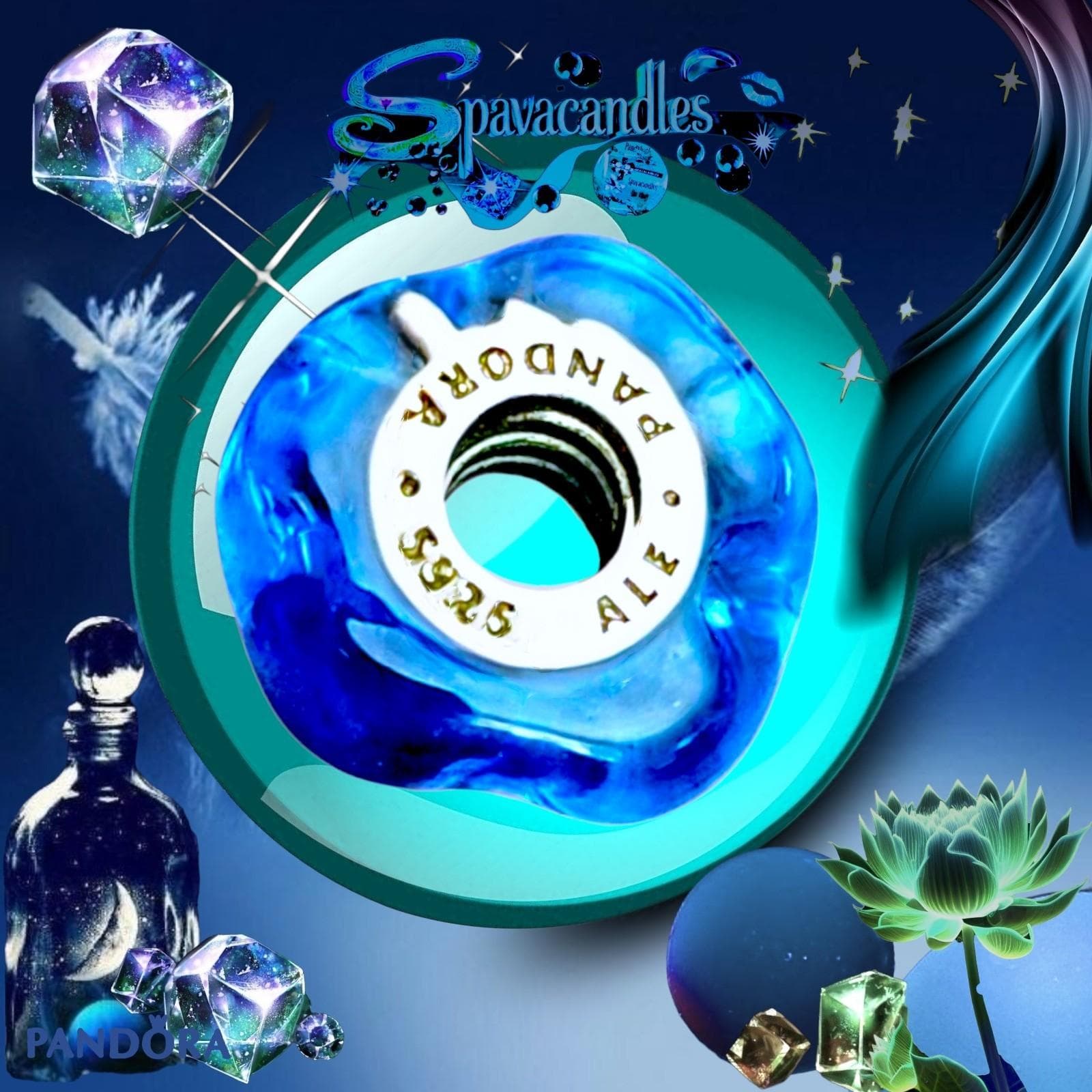 Pandora charm is a very rare find, featuring a wavy blue Murano glass - Thumbnail 4
