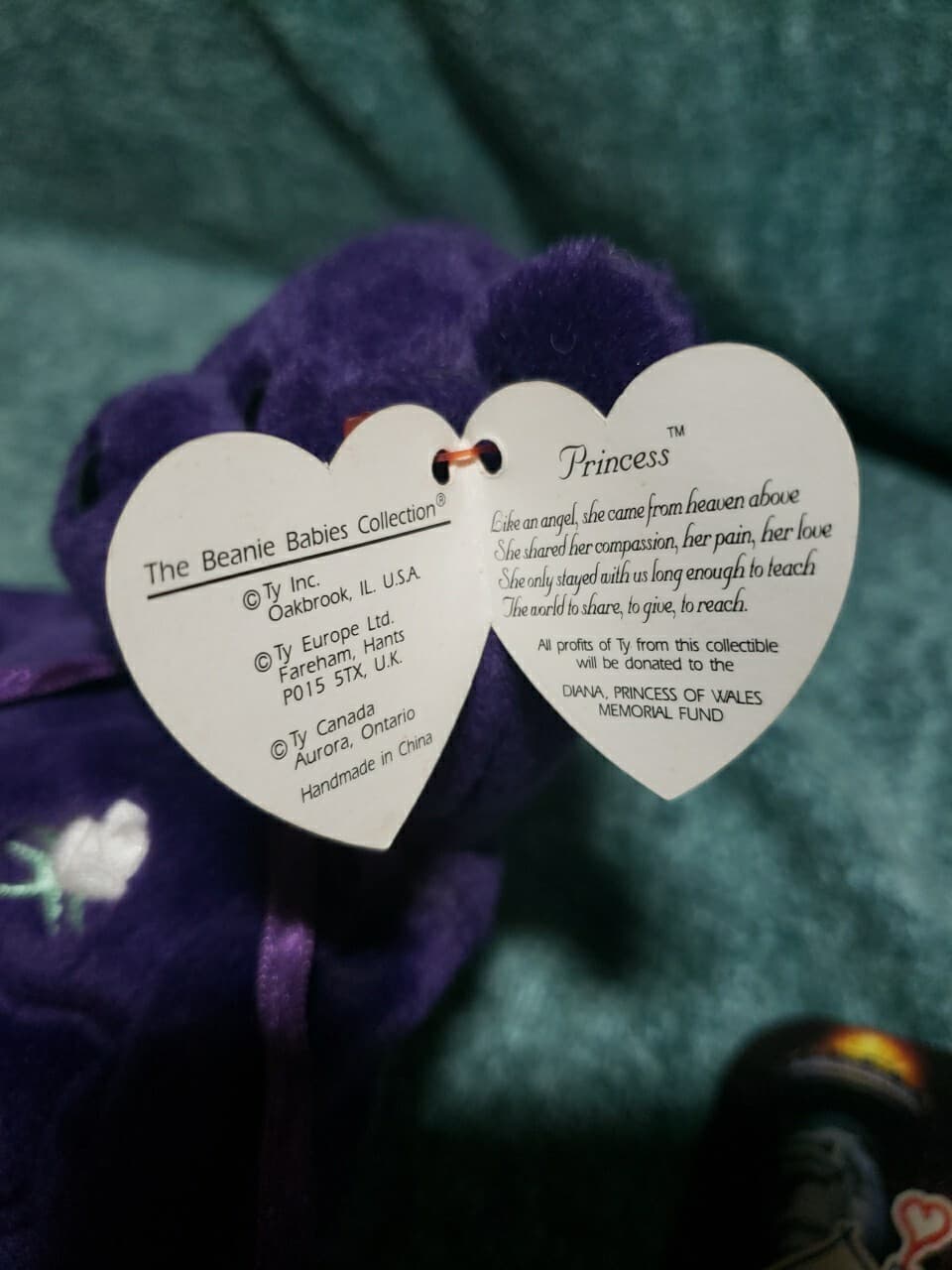 1997 Princess Diana Beanie Baby First Edition. Rare Beanie Baby With Errors - Thumbnail 2