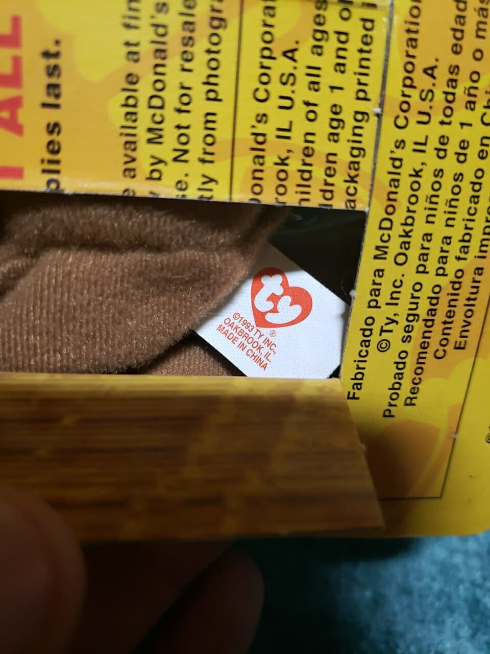 Britannia The Bear-1997 McDonalds Ty Beanie Baby with Rare Errors 1993 - Thumbnail 4