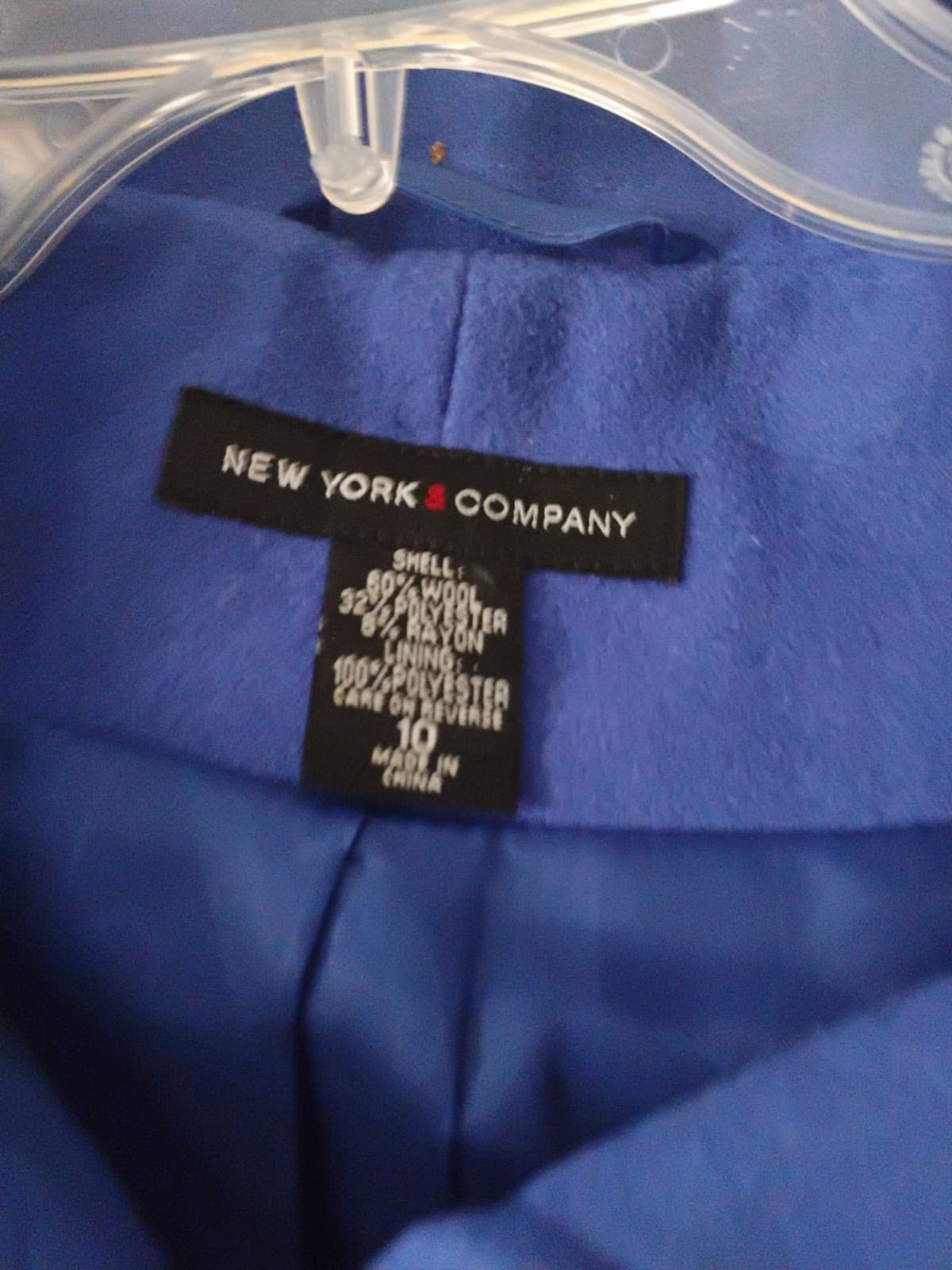 UNUSED New York & Company Blue Coat Woman's Size 10 - Thumbnail 2