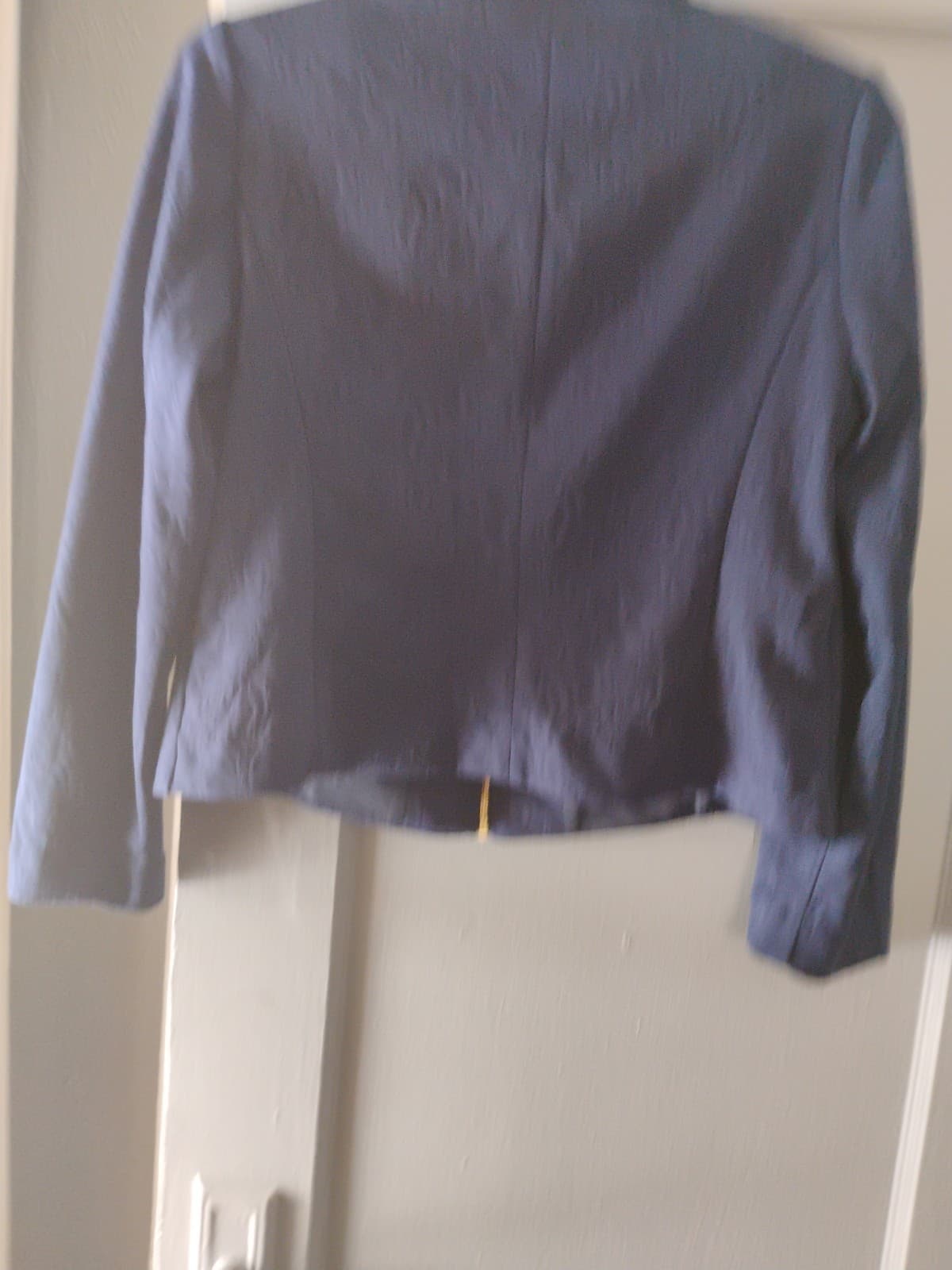 Anne Klein Zip Up Blazer Navy Blue Textured - Thumbnail 2
