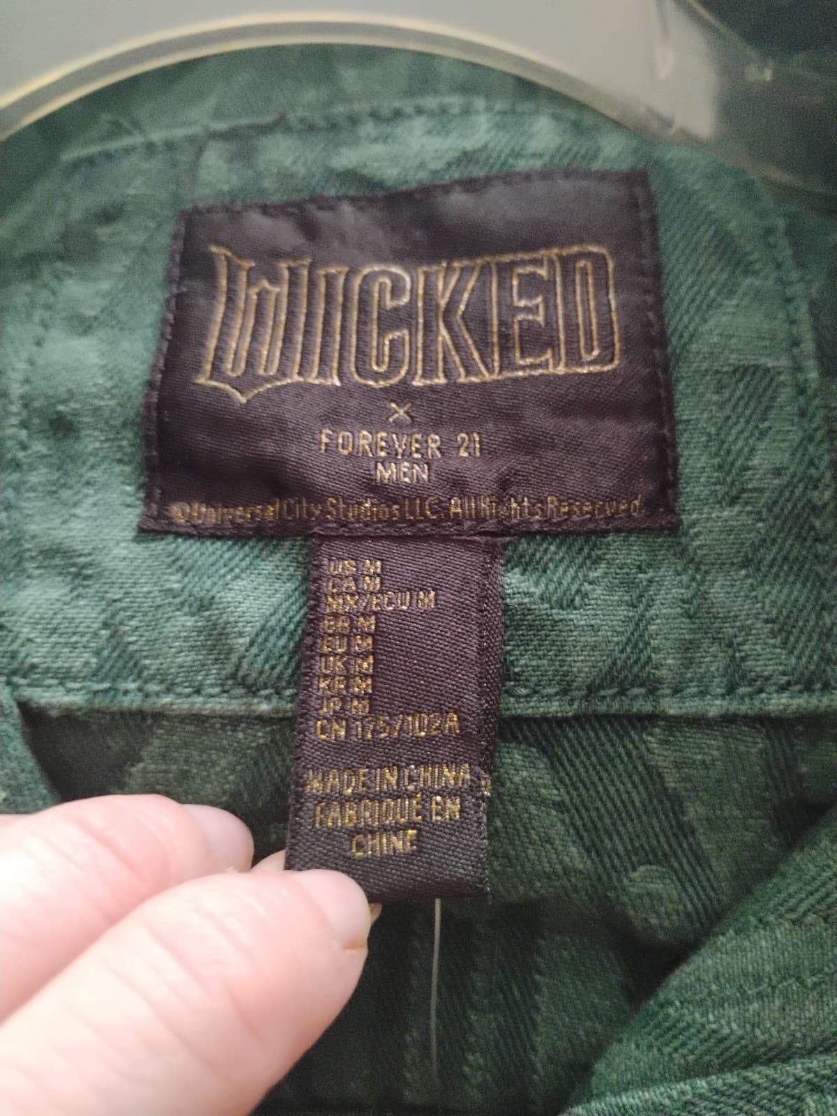 NWT! FOREVER 21 WICKED Size Medium Men's Green Denim Jacket RARE The Musical - Thumbnail 6