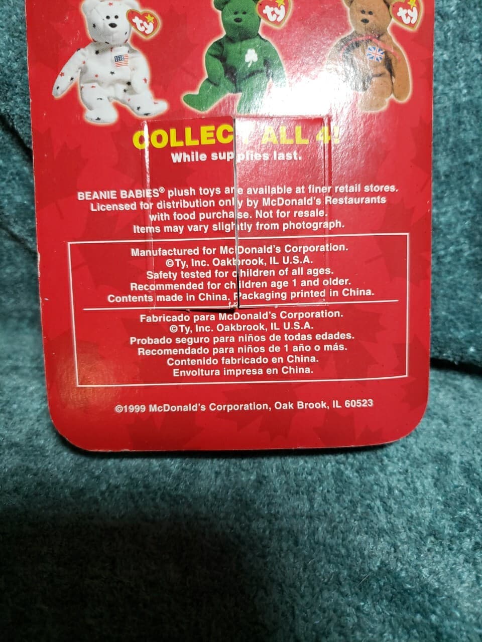 Maple The Bear-1996 McDonalds Ty Beanie Baby with Multiple rare errors 1993 - Thumbnail 3