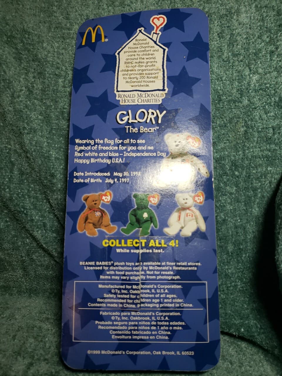 NEW SEALED TY Glory the Bear Beanie baby McDonalds Box And Tag Errors RARE - Thumbnail 2