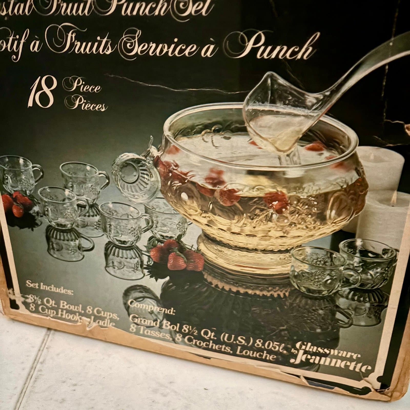 Vintage Crystal Punch Bowl Set