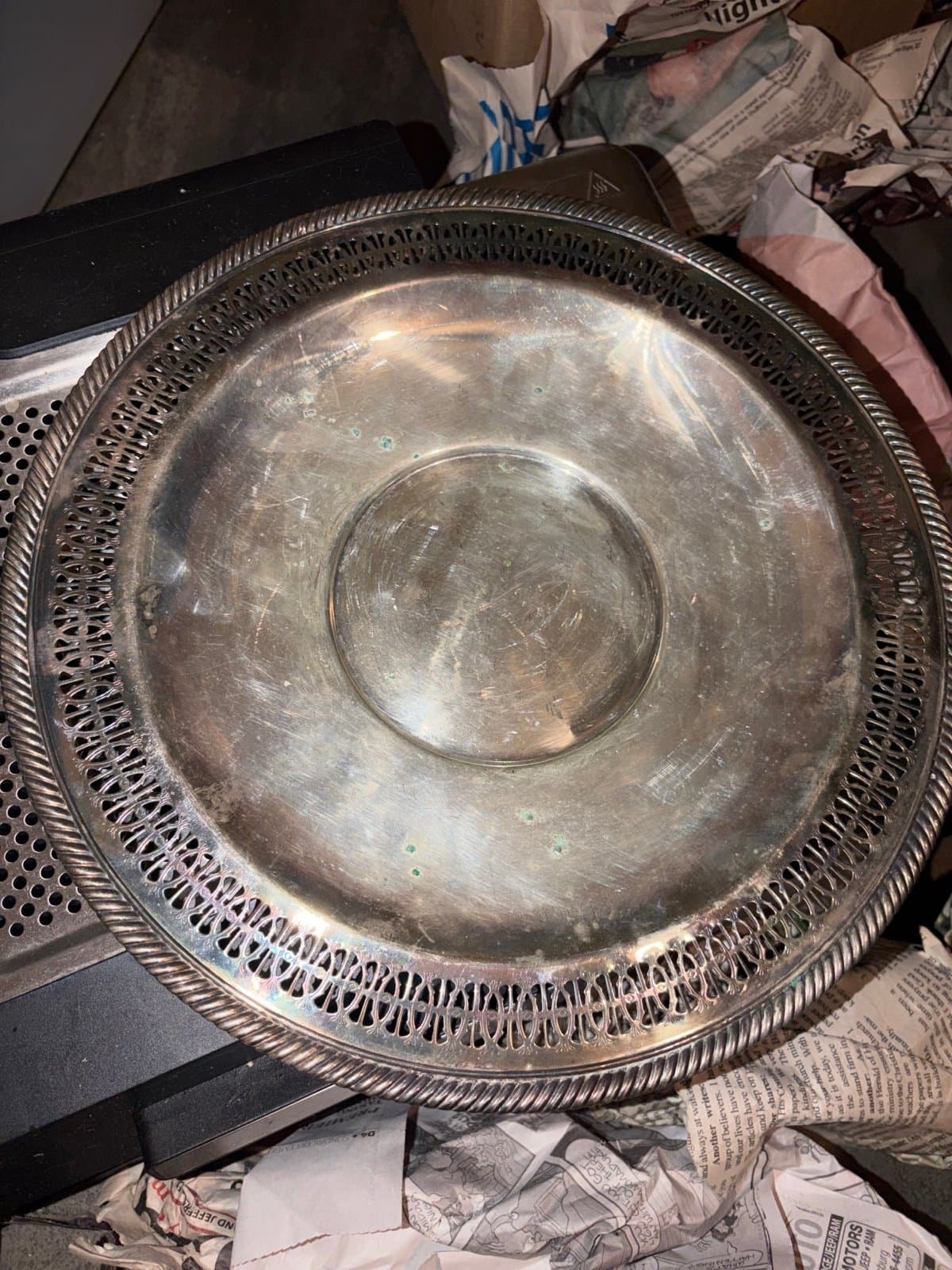 Set of 2 Silver plated serving trays