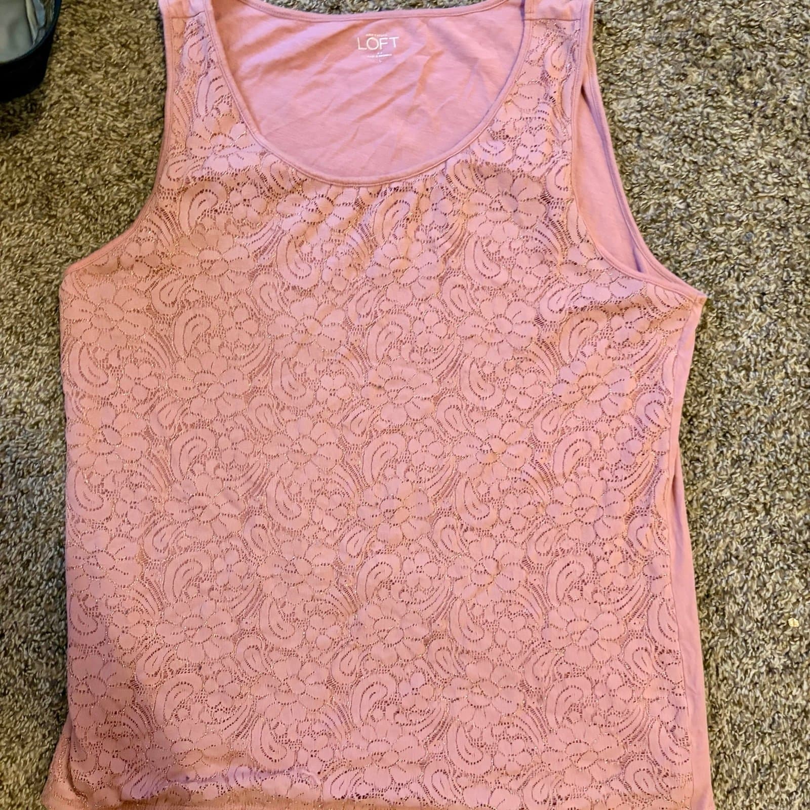 The Loft, Pink Lace Tank - Thumbnail 3