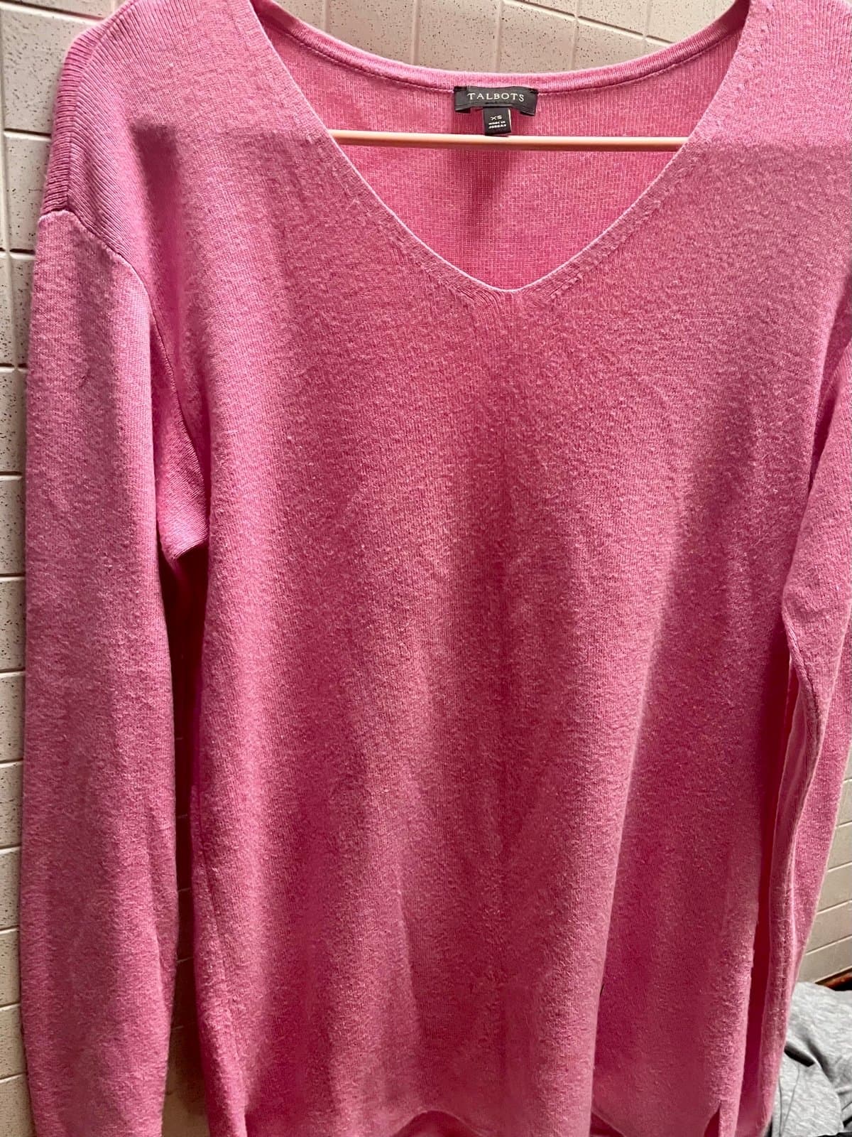 Talbots Pink Sweater, V Knick, XS - Thumbnail 6