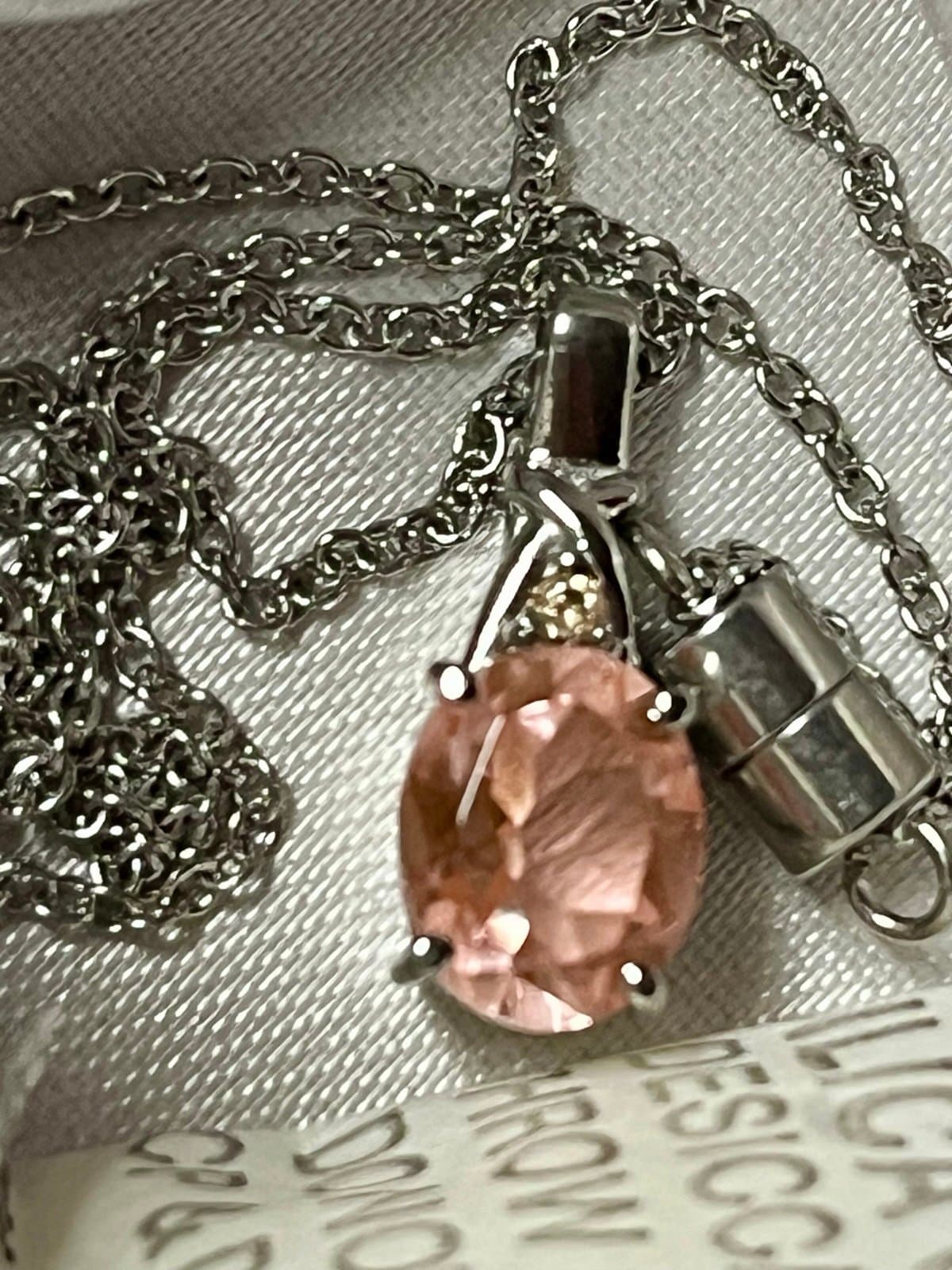 New in Box, Morganite Quartz gemstone Necklace - Thumbnail 2