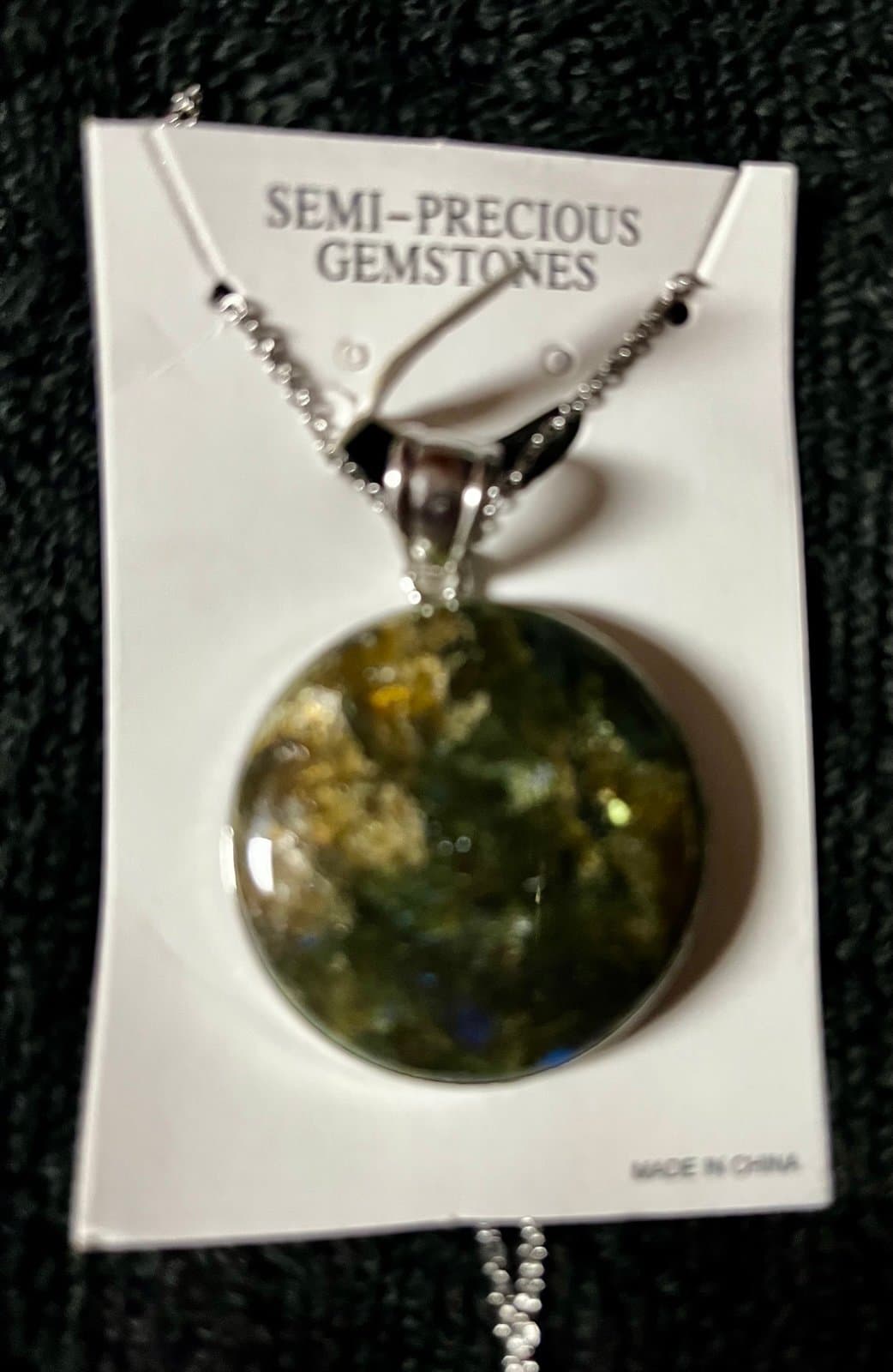 Labradorite Gemstone on sterling Silver pendant with Stainless Steal Chain