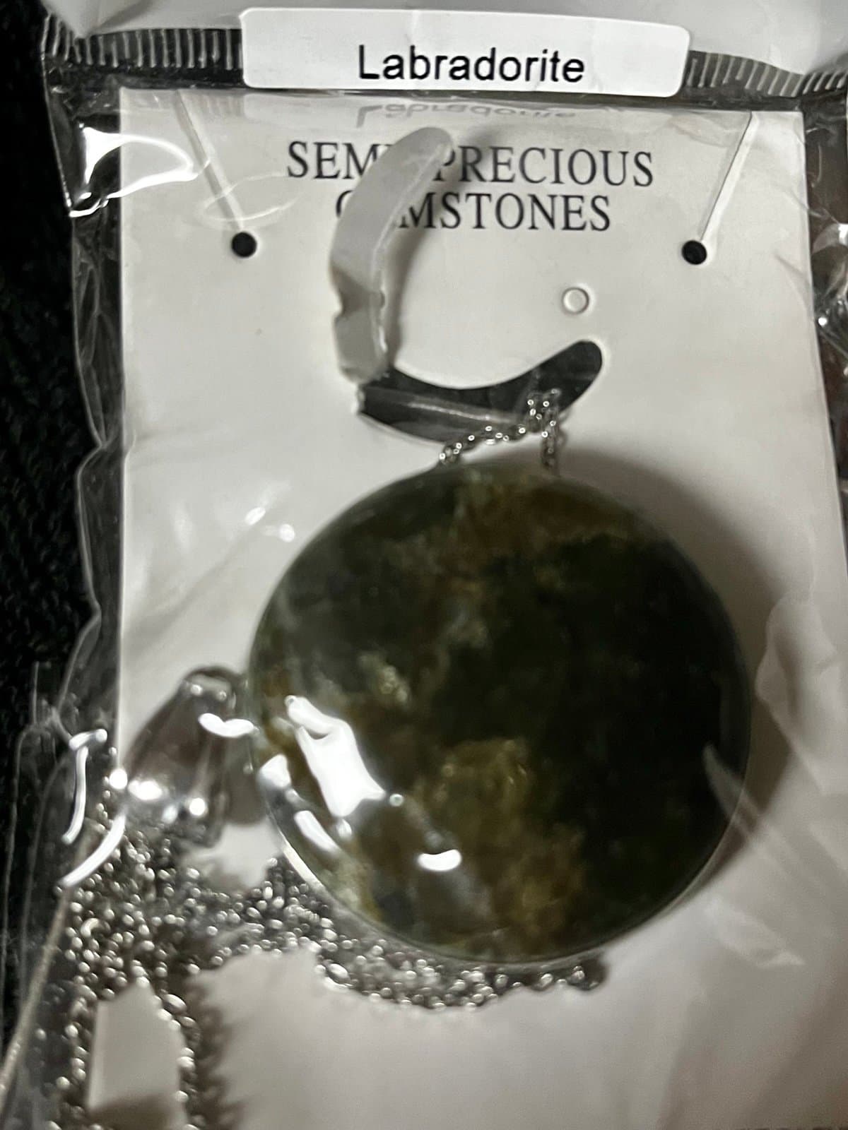 Labradorite Gemstone on sterling Silver pendant with Stainless Steal Chain - Thumbnail 6