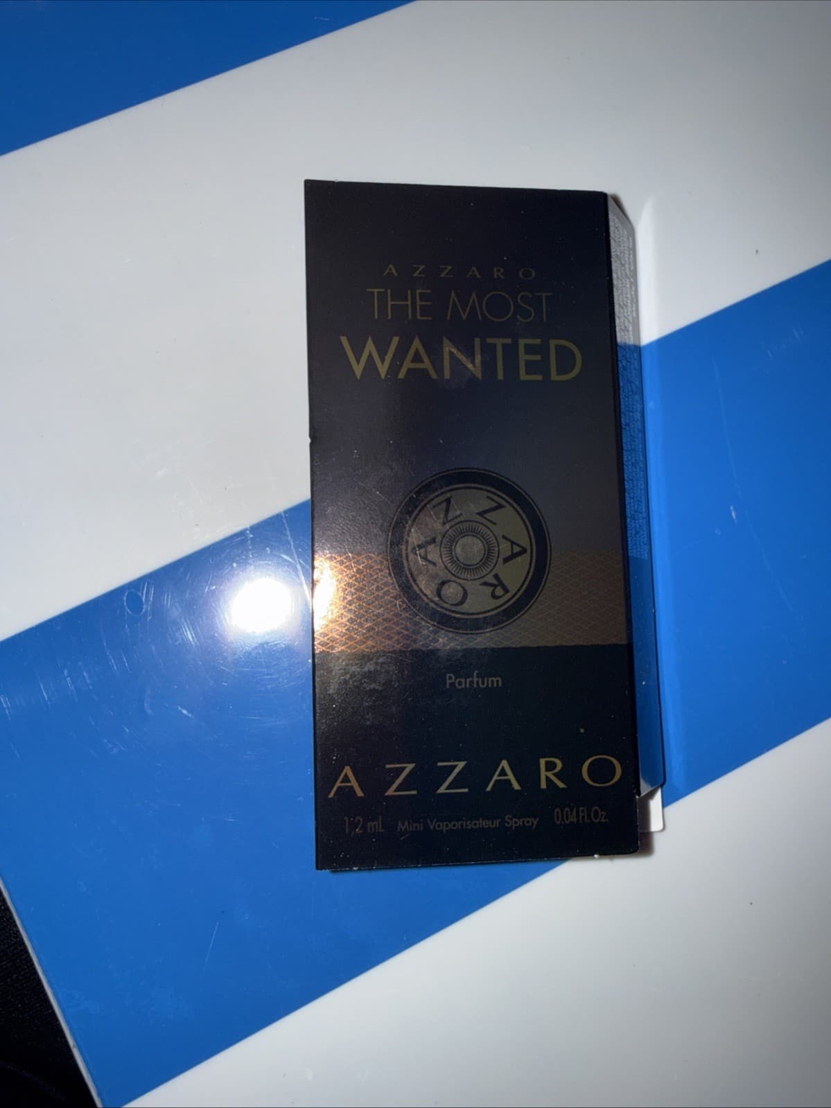 1 Sample Vial AZZARO THE MOST WANTED for Men 0.04 oz 1.2 ml Parfum Spray ON CARD - Thumbnail 2