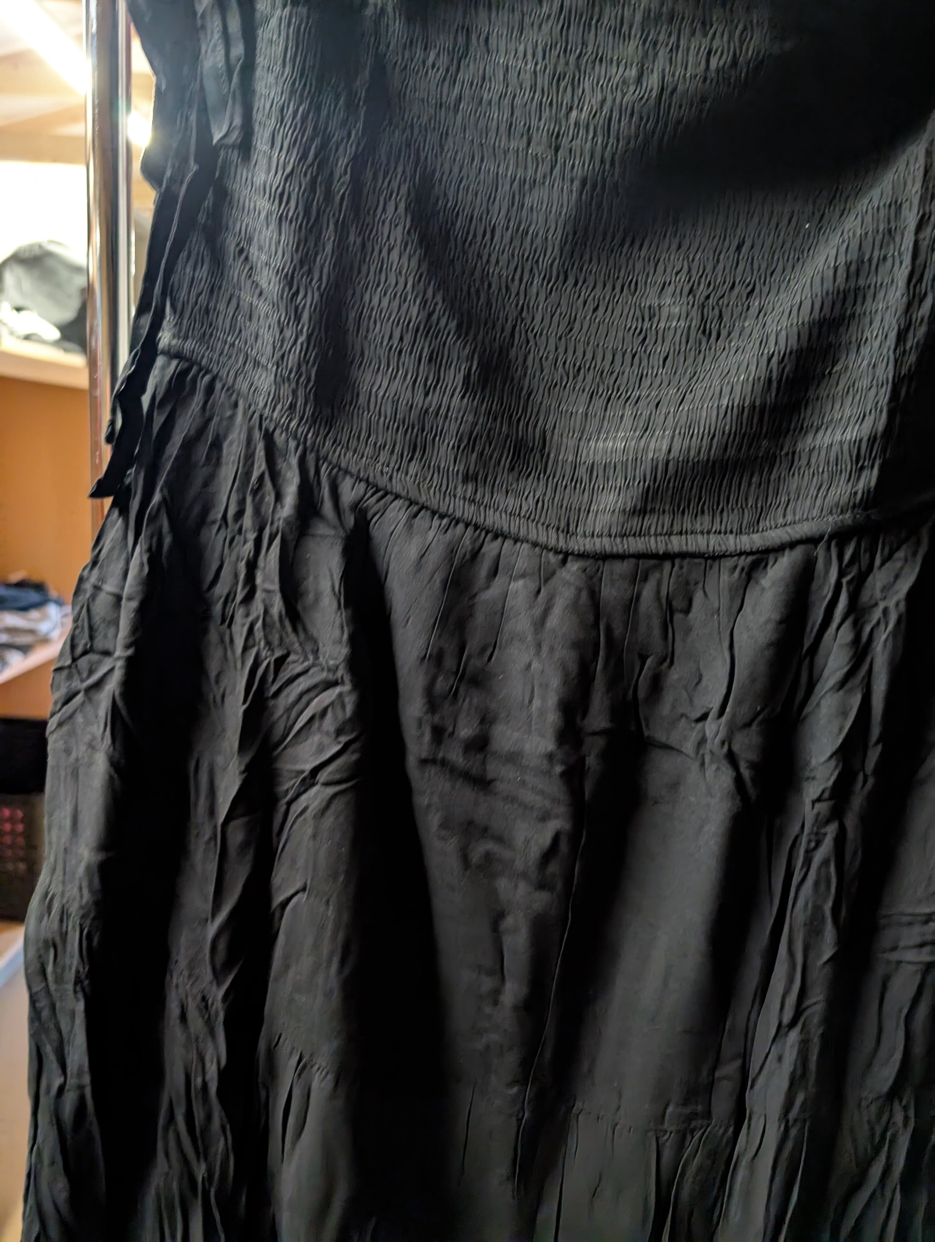 Black Maxi Skirt with Smocked Waist