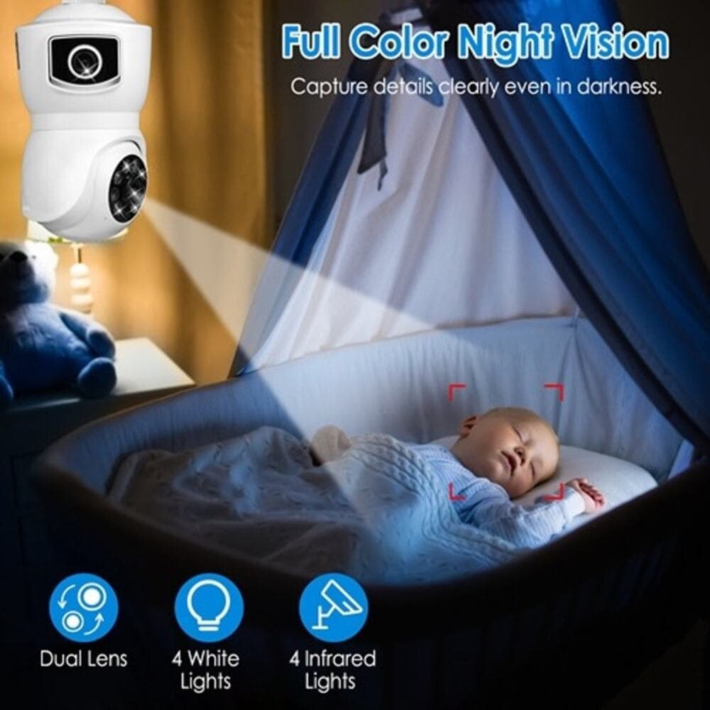 iMountek Dual Lens Security Camera E27 Light Socket Surveillance Camera 1080P - Thumbnail 8