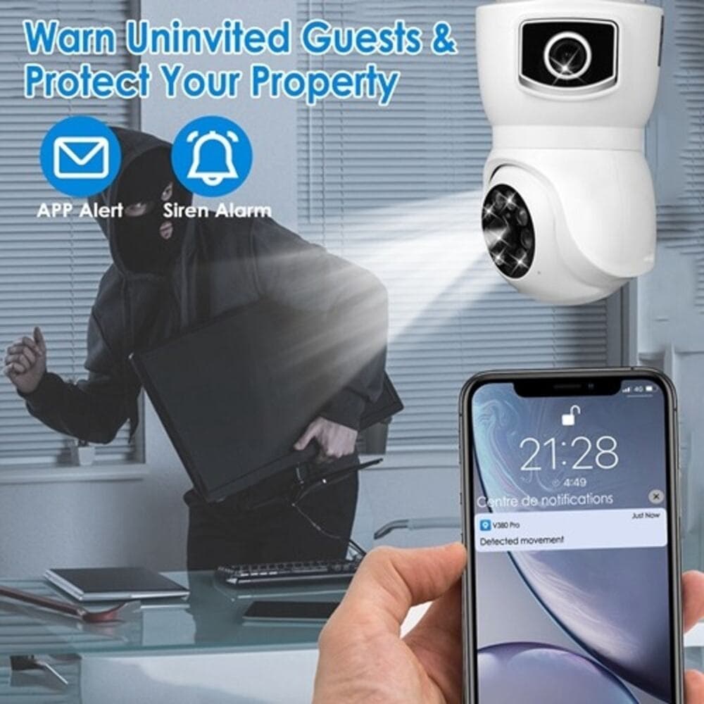 iMountek Dual Lens Security Camera E27 Light Socket Surveillance Camera 1080P - Thumbnail 9