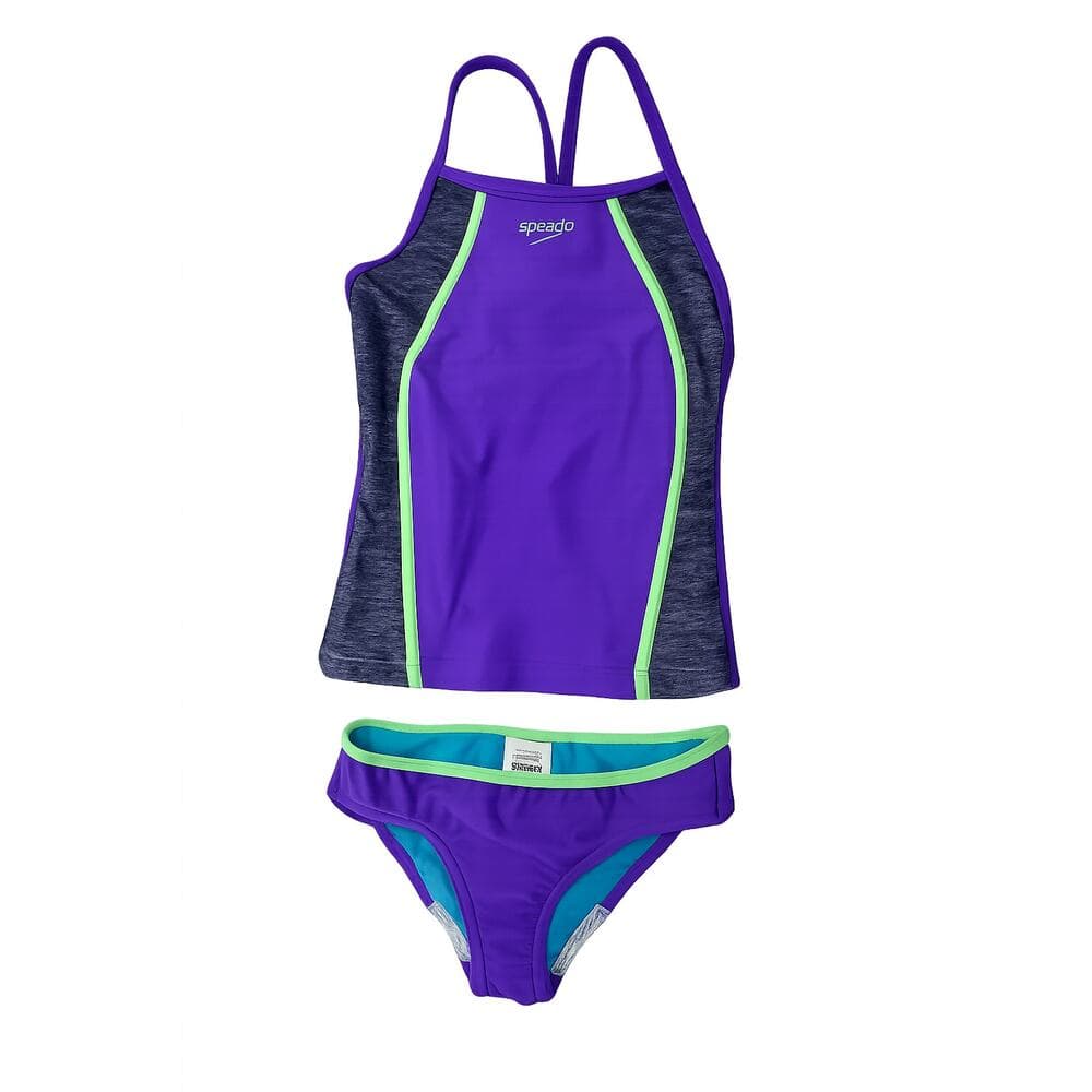 Speedo Girls 2-Piece Swimsuit Set – Purple Tankini Bathing Suit Size 8 - Thumbnail 2