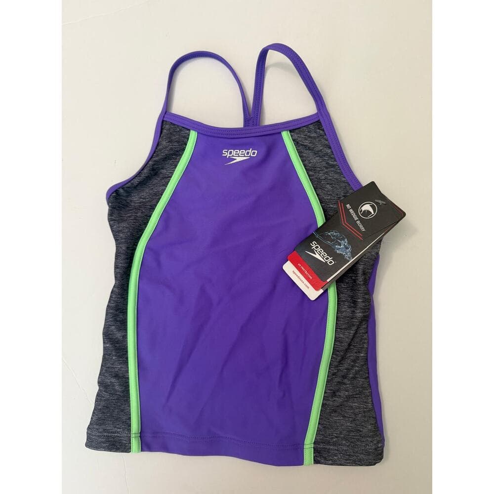 Speedo Girls 2-Piece Swimsuit Set – Purple Tankini Bathing Suit Size 8 - Thumbnail 5