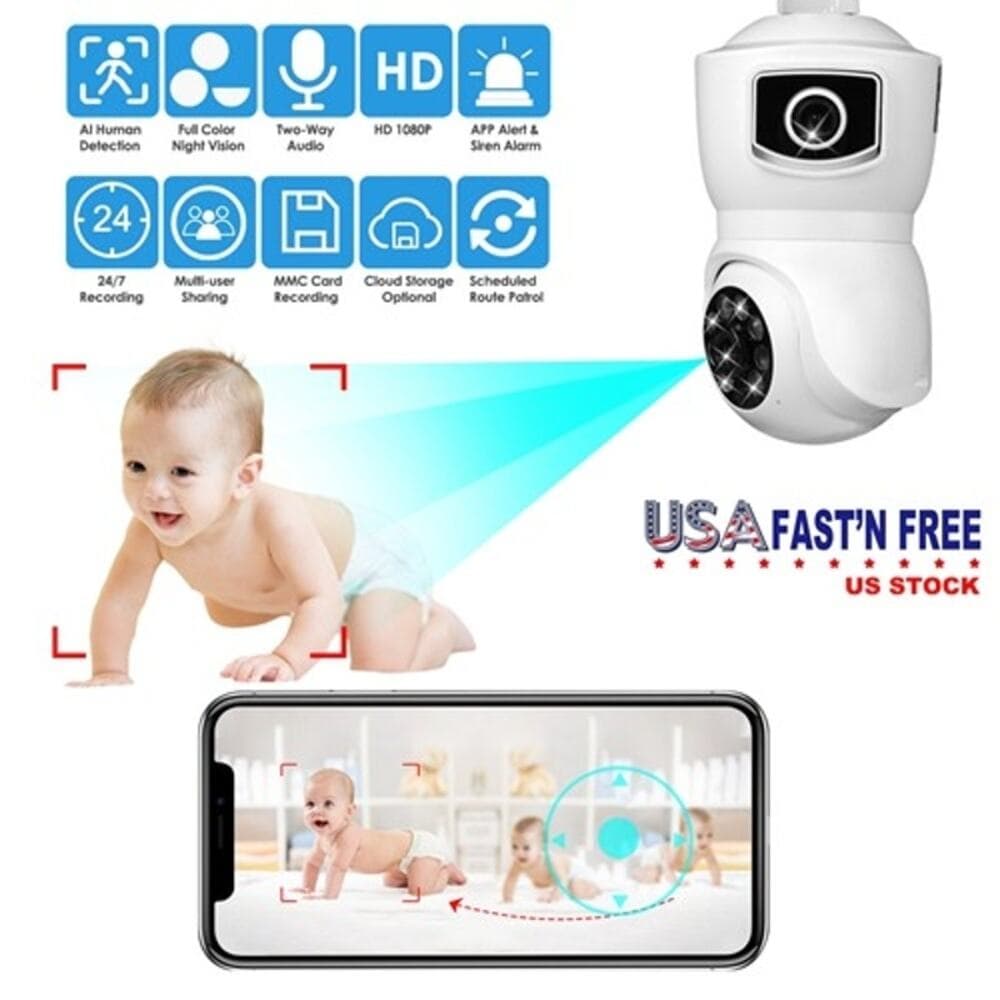 iMountek Dual Lens Security Camera E27 Light Socket Surveillance Camera 1080P - Thumbnail 6