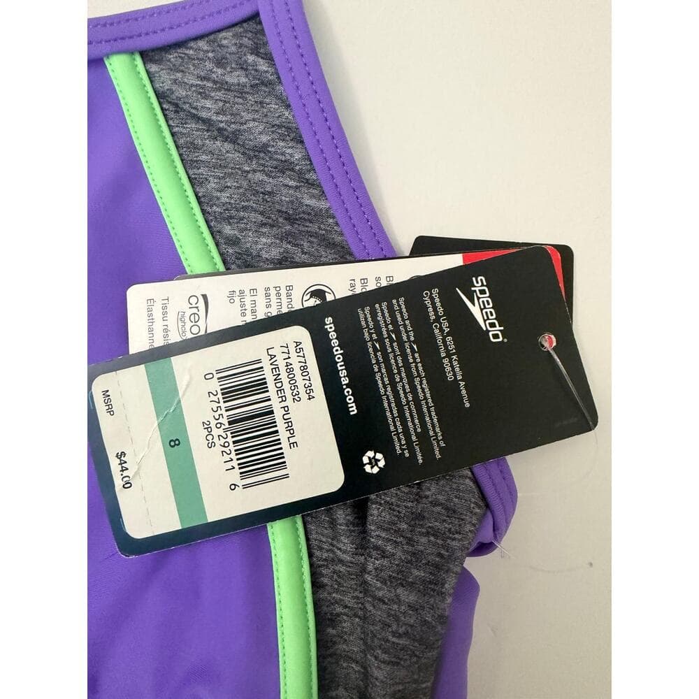 Speedo Girls 2-Piece Swimsuit Set – Purple Tankini Bathing Suit Size 8 - Thumbnail 7
