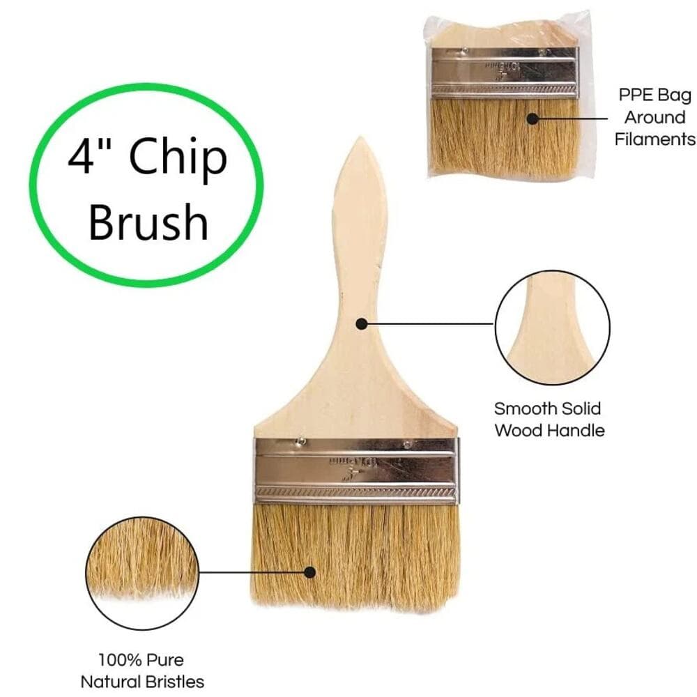 12 Pack of 4" Paint Brushes for Paint, Stains, Varnishes, Glues - Thumbnail 3