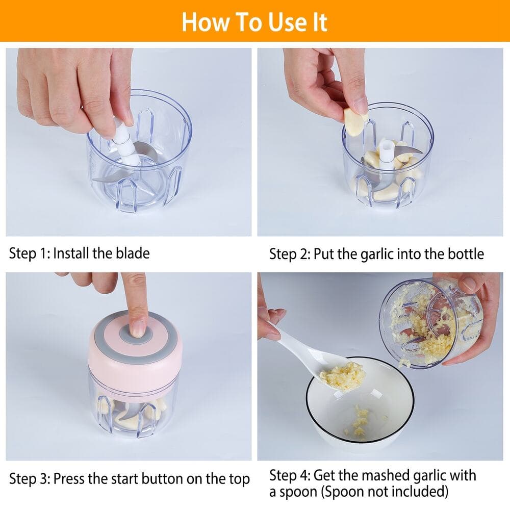 Mini Electric Garlic Chopper 8.45OZ Rechargeable - Thumbnail 5