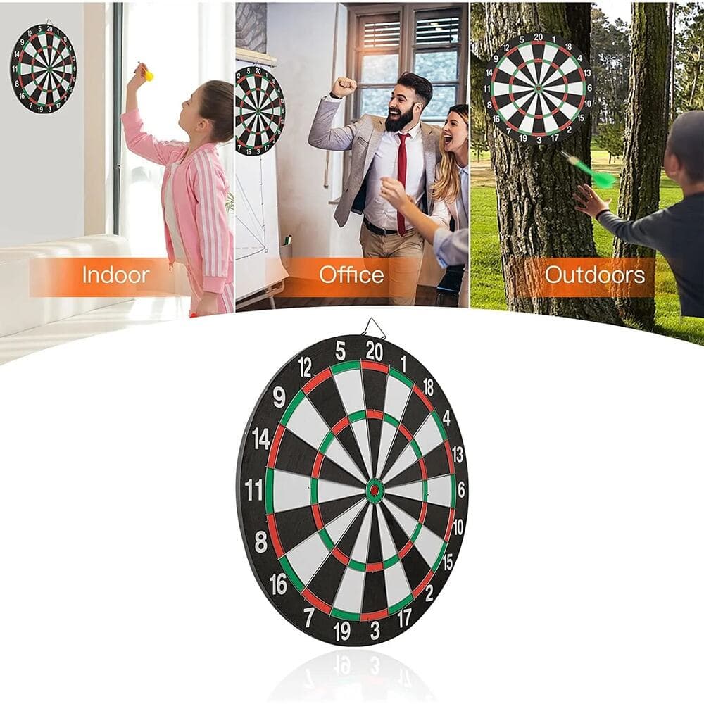Dartboard Game Set Double Sided Dartboard 16.5"Includes 6 Brass Tipped Darts - Thumbnail 4
